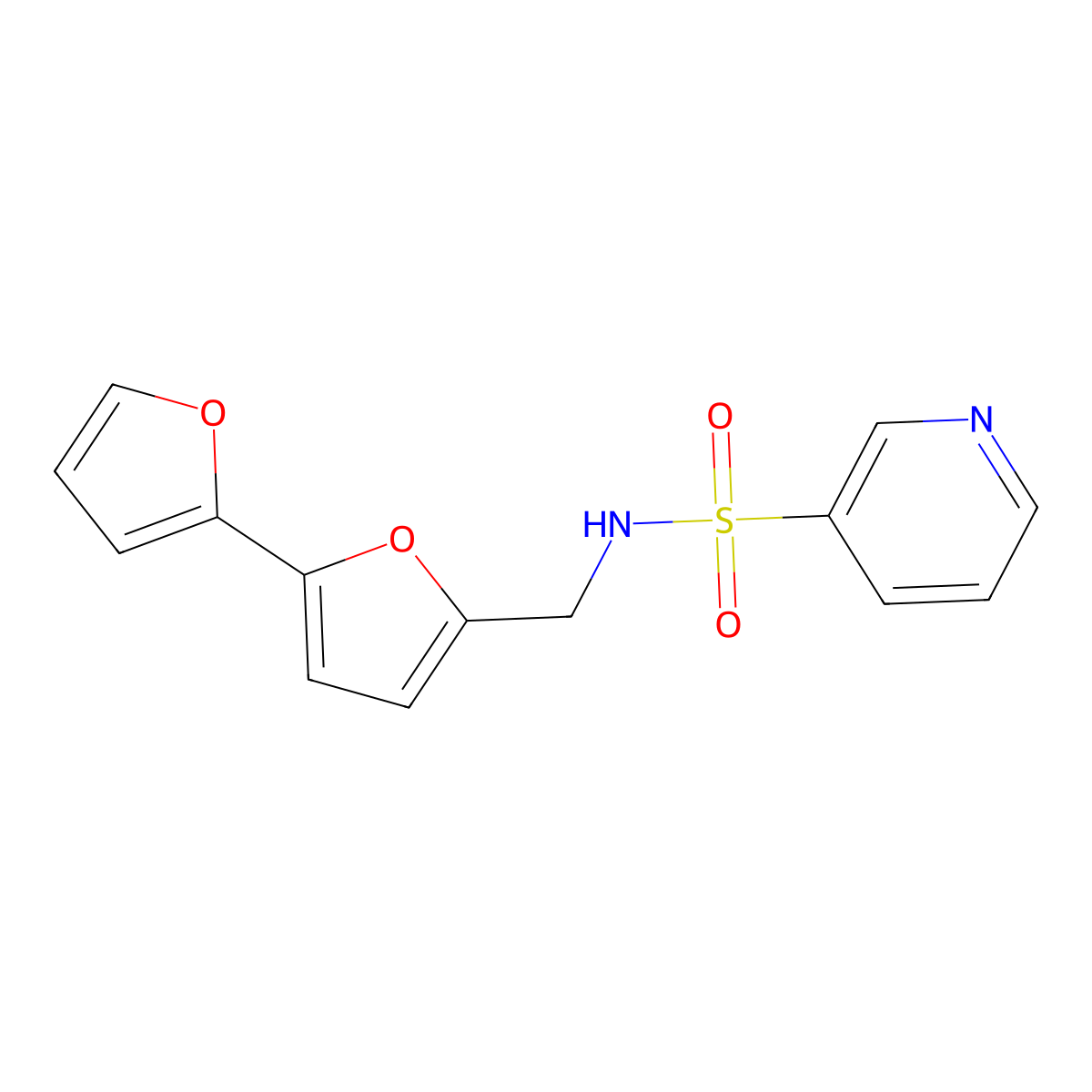 N-({[2,2'-bifuran]-5-yl}methyl)pyridine-3-sulfonamide molecular structure, CAS 2097920-68-6