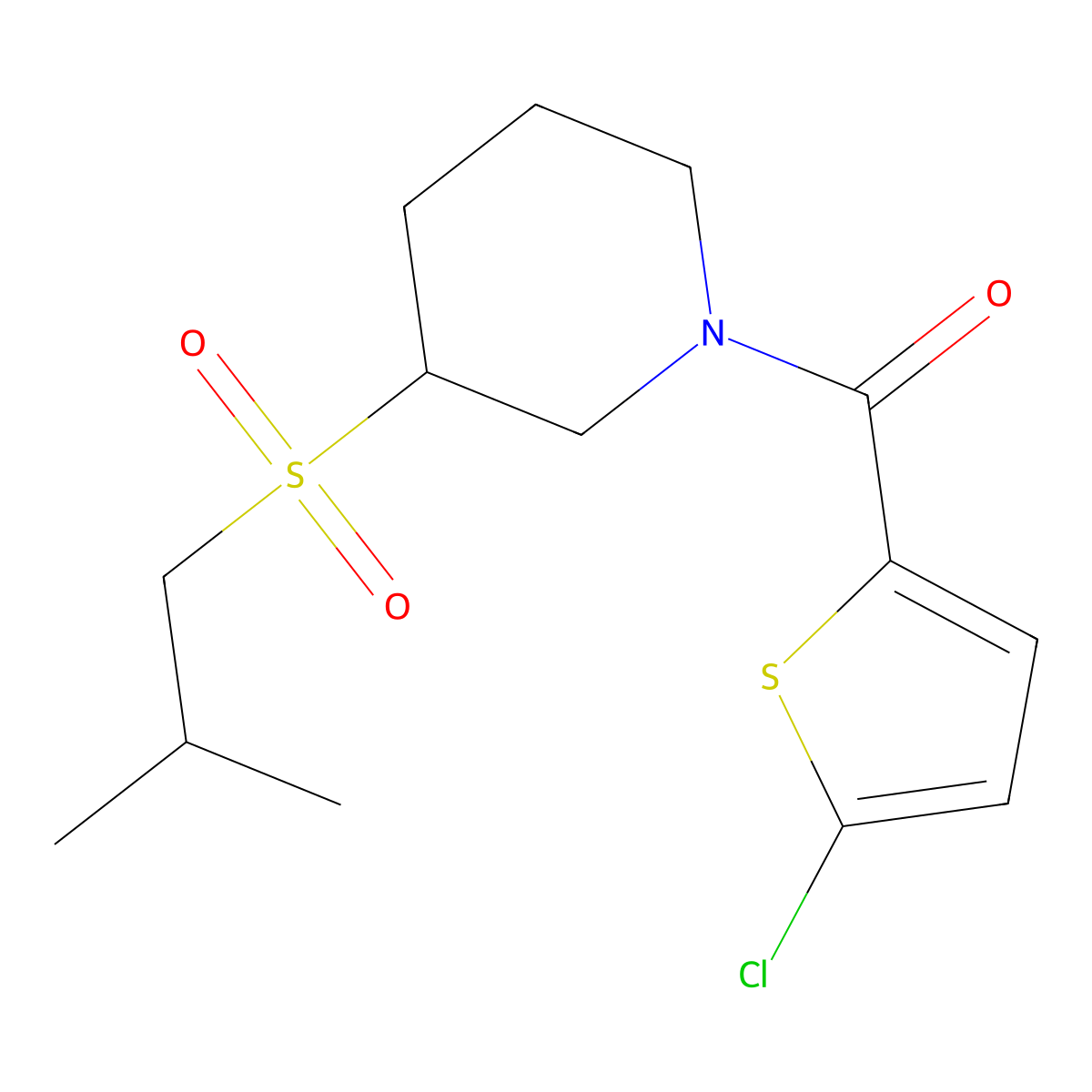 1-(5-Chlorothiophene-2-carbonyl)-3-(2-methylpropanesulfonyl)piperidine molecular structure, CAS 2097920-73-3