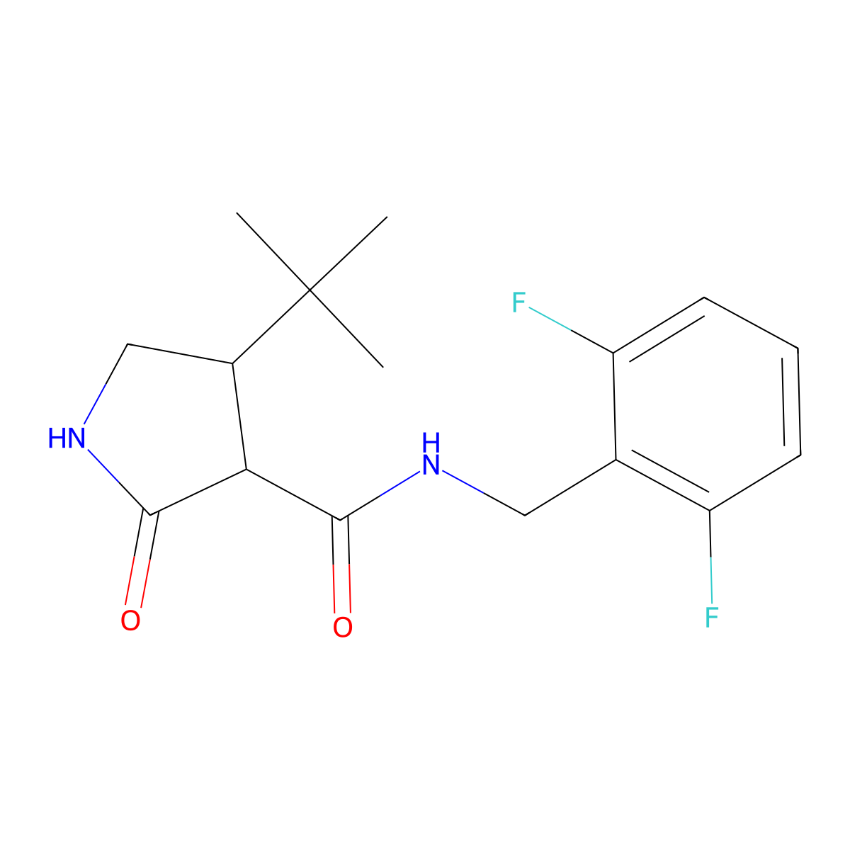4-tert-butyl-N-[(2,6-difluorophenyl)methyl]-2-oxopyrrolidine-3-carboxamide molecular structure, CAS 2097920-74-4