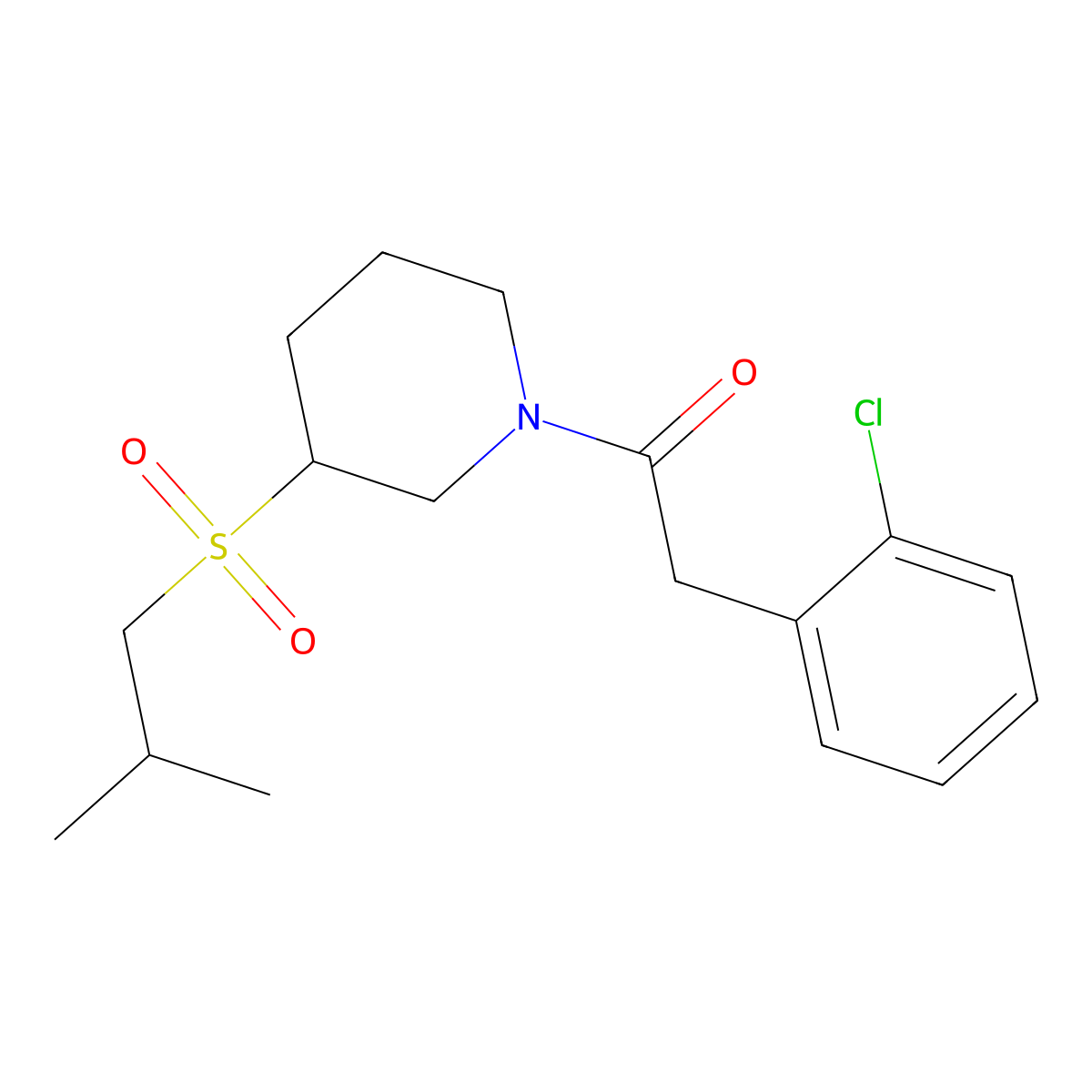 2-(2-Chlorophenyl)-1-[3-(2-methylpropanesulfonyl)piperidin-1-yl]ethan-1-one molecular structure, CAS 2097920-78-8