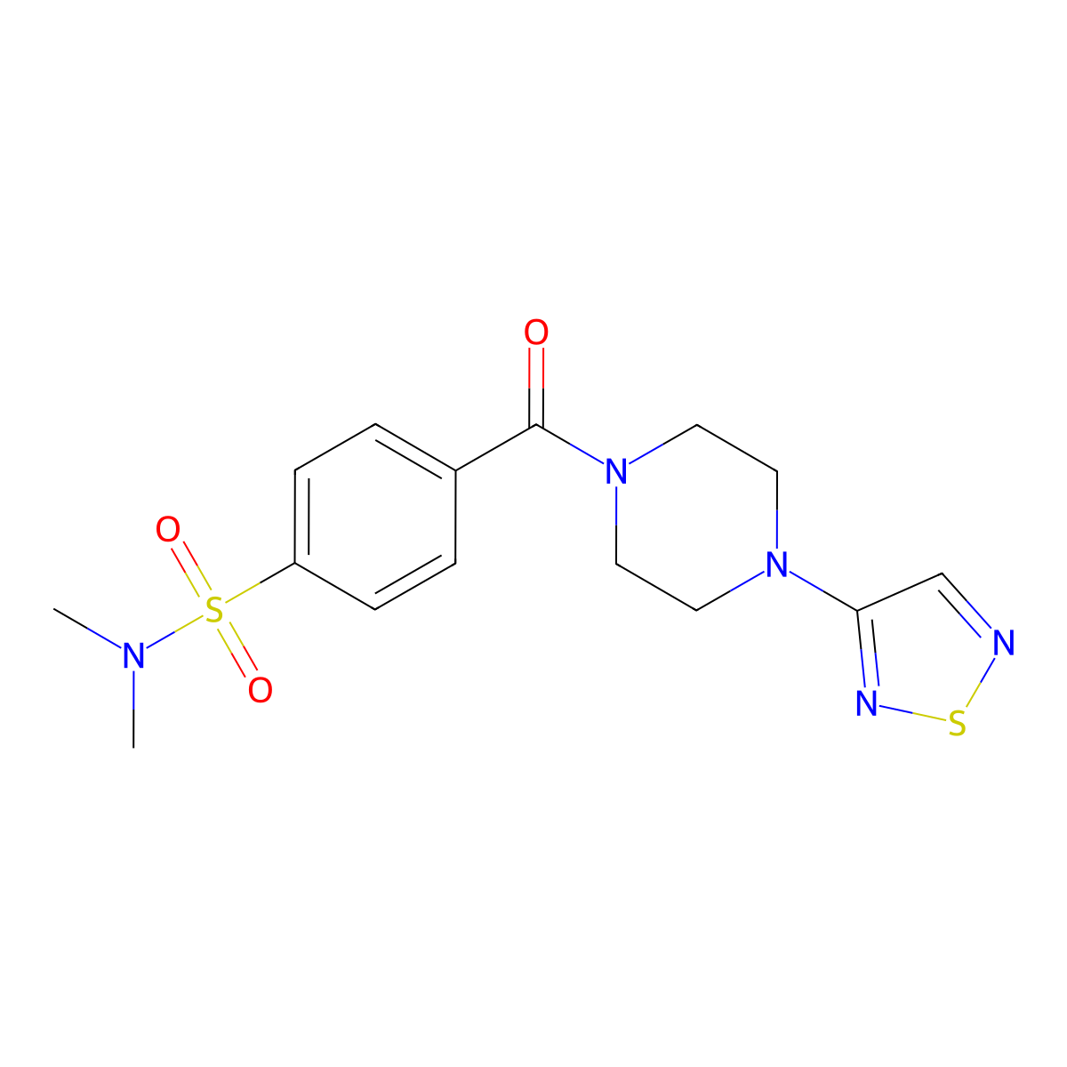 N,N-dimethyl-4-[4-(1,2,5-thiadiazol-3-yl)piperazine-1-carbonyl]benzene-1-sulfonamide molecular structure, CAS 2097920-81-3