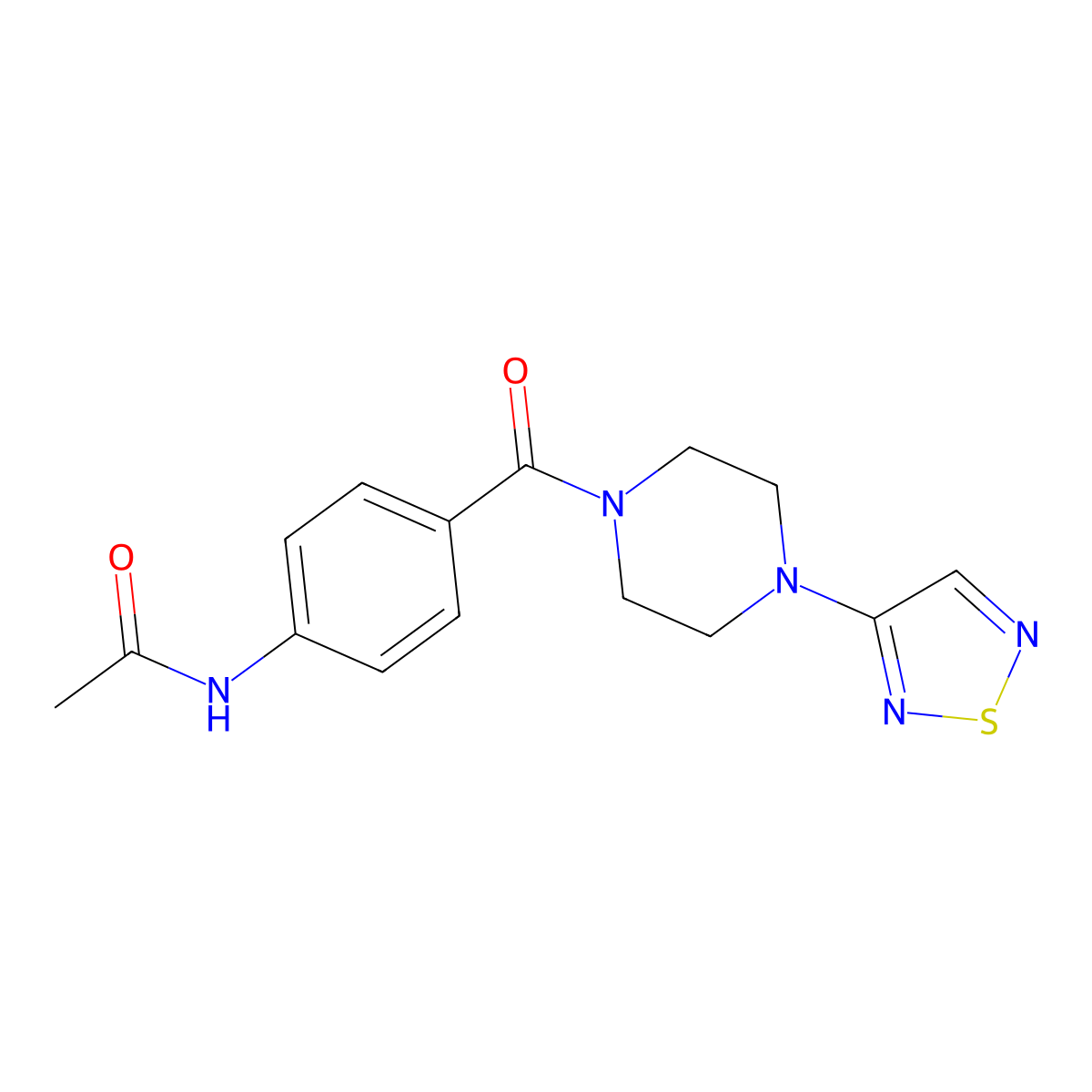 N-{4-[4-(1,2,5-thiadiazol-3-yl)piperazine-1-carbonyl]phenyl}acetamide molecular structure, CAS 2097920-83-5