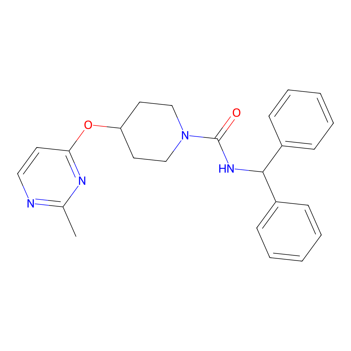 N-benzhydryl-4-((2-methylpyrimidin-4-yl)oxy)piperidine-1-carboxamide molecular structure, CAS 2097920-84-6
