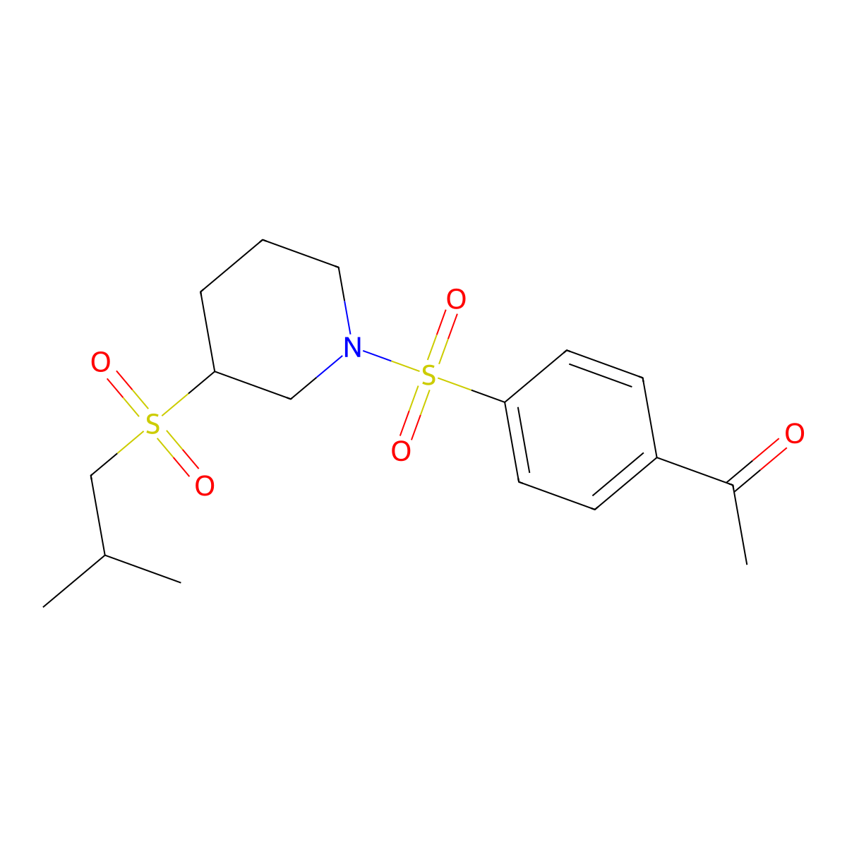 1-(4-{[3-(2-Methylpropanesulfonyl)piperidin-1-yl]sulfonyl}phenyl)ethan-1-one molecular structure, CAS 2097920-85-7