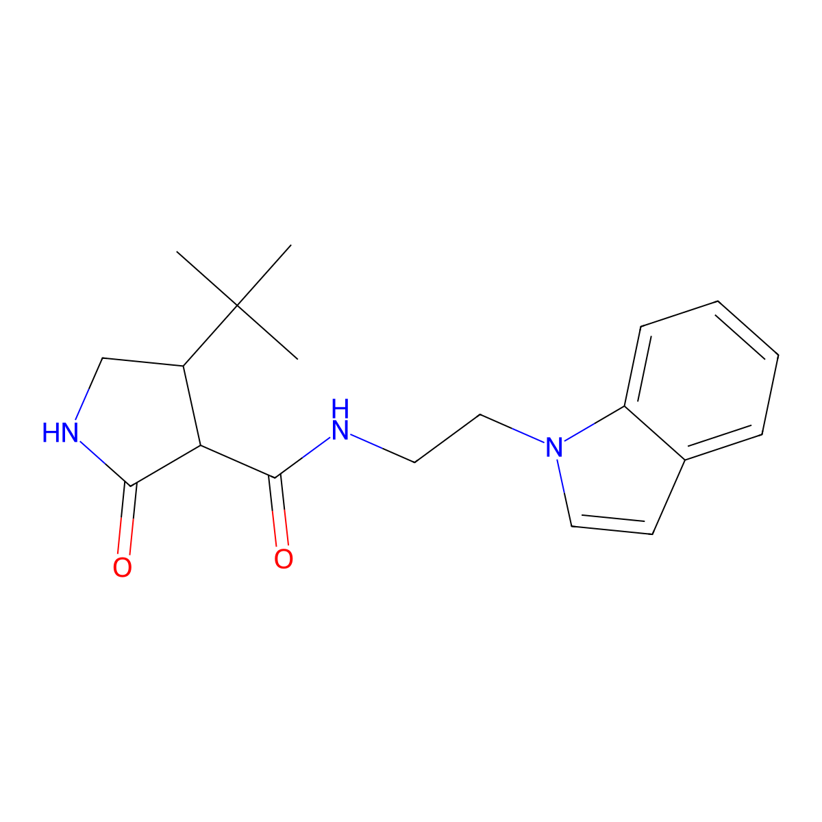 4-tert-butyl-N-[2-(1H-indol-1-yl)ethyl]-2-oxopyrrolidine-3-carboxamide molecular structure, CAS 2097920-86-8