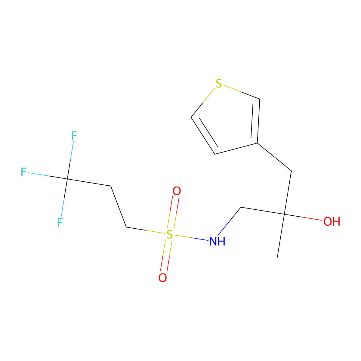 3,3,3-trifluoro-N-[2-hydroxy-2-methyl-3-(thiophen-3-yl)propyl]propane-1-sulfonamide molecular structure, CAS 2097920-87-9