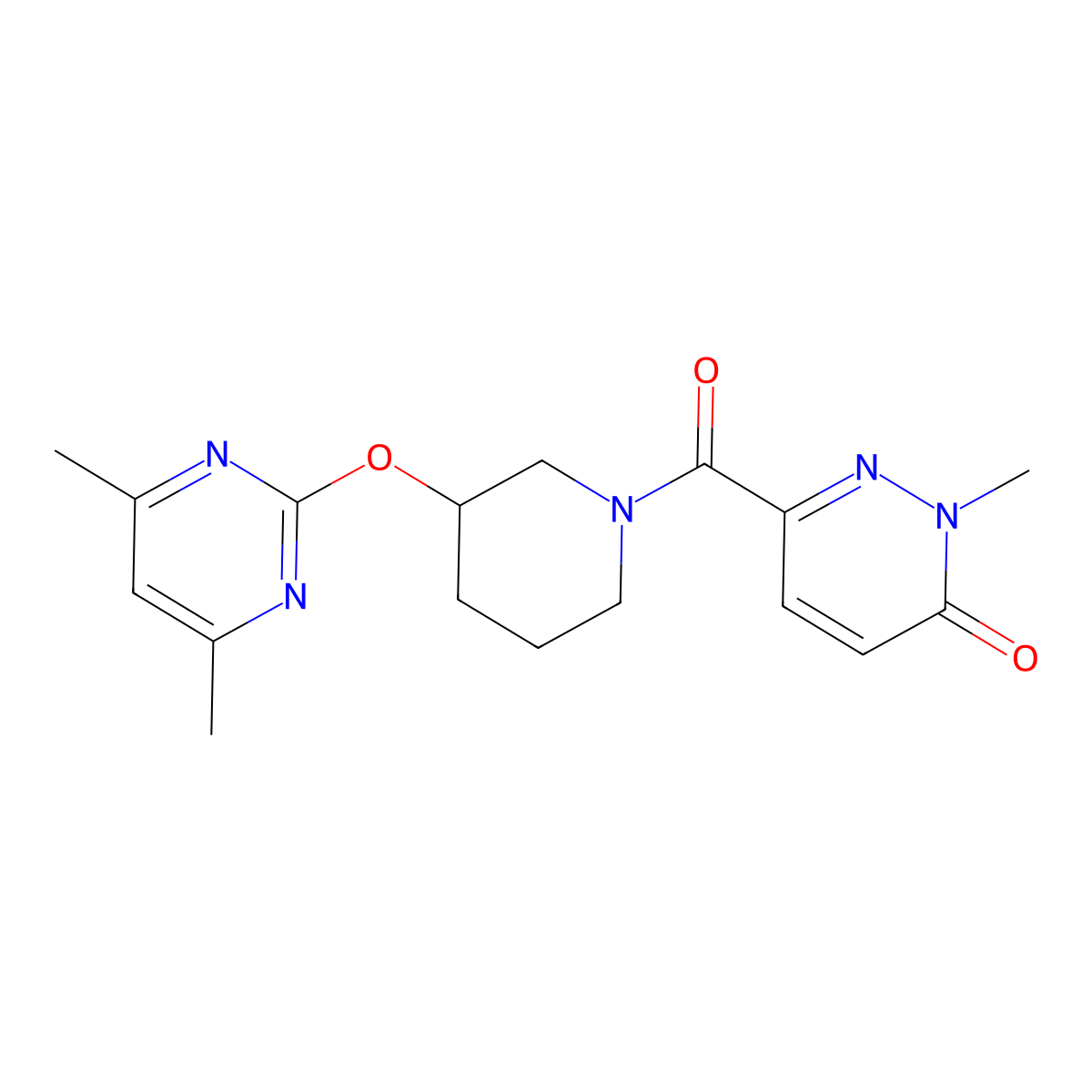 6-(3-((4,6-dimethylpyrimidin-2-yl)oxy)piperidine-1-carbonyl)-2-methylpyridazin-3(2H)-one molecular structure, CAS 2097920-90-4