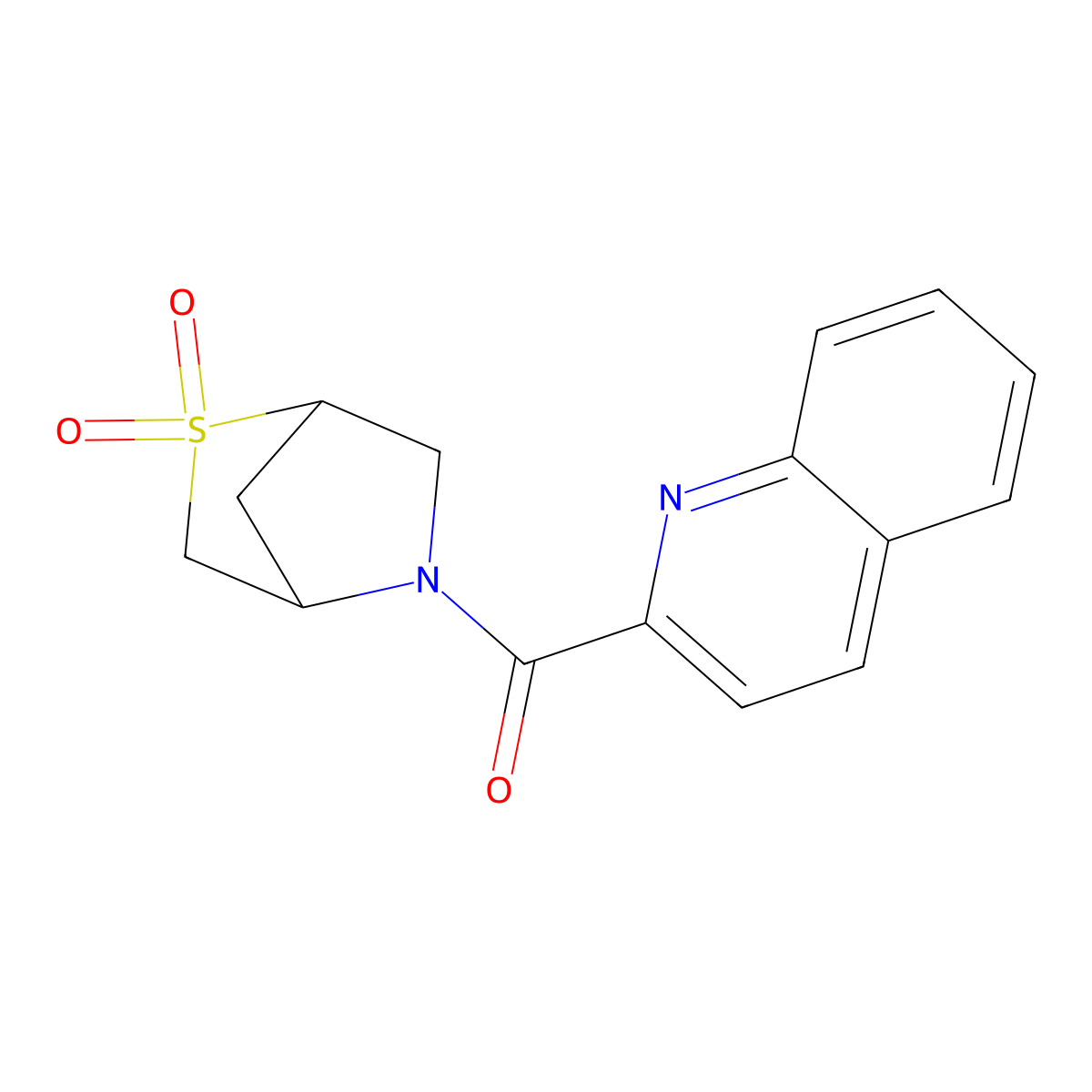 (2,2-Dioxido-2-thia-5-azabicyclo[2.2.1]heptan-5-yl)(quinolin-2-yl)methanone molecular structure, CAS 2097920-93-7