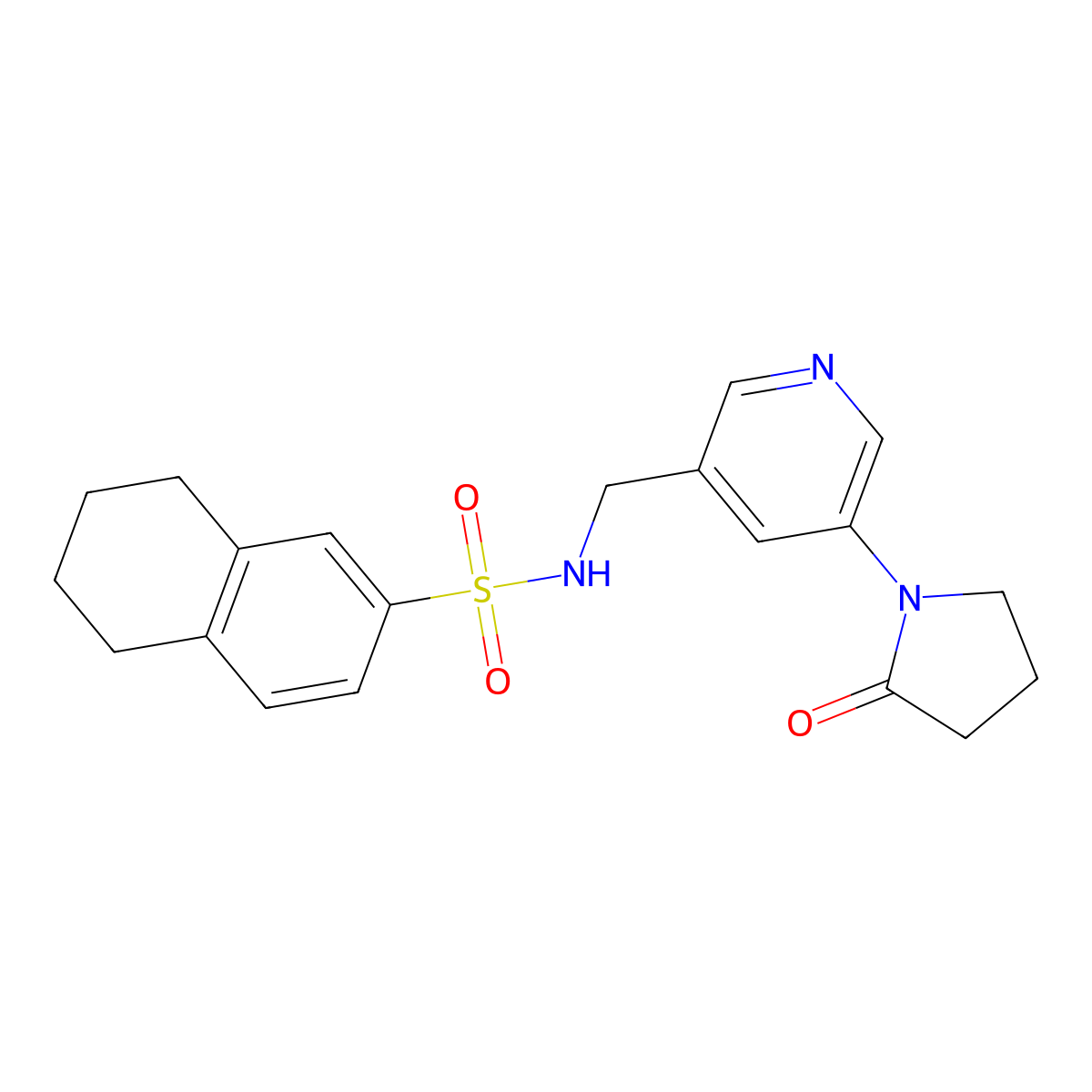 N-{[5-(2-oxopyrrolidin-1-yl)pyridin-3-yl]methyl}-5,6,7,8-tetrahydronaphthalene-2-sulfonamide molecular structure, CAS 2097921-07-6