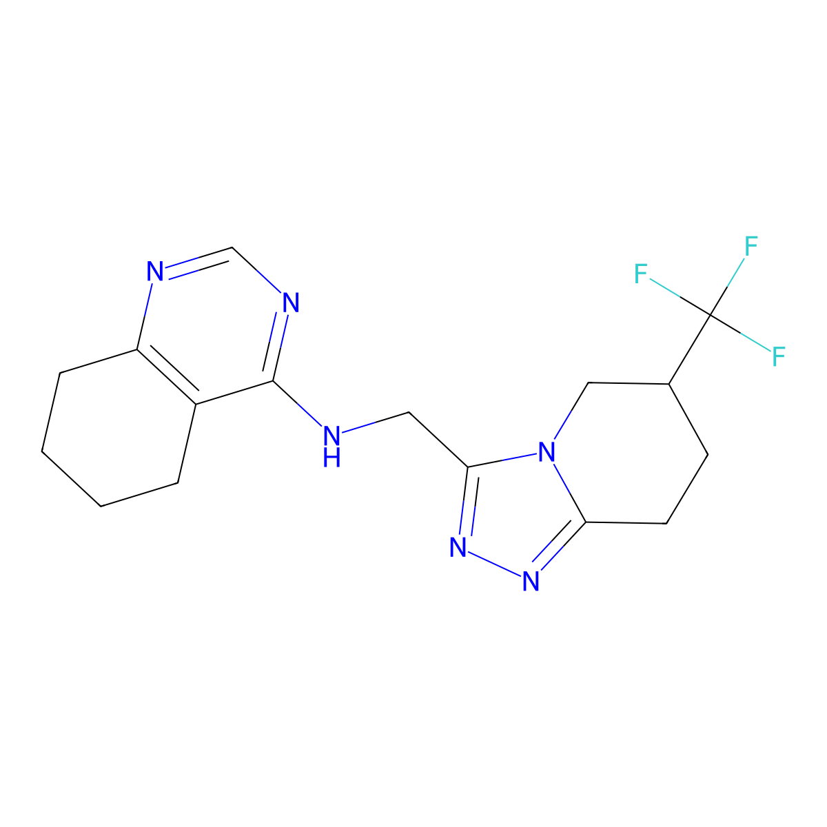 N-{[6-(trifluoromethyl)-5H,6H,7H,8H-[1,2,4]triazolo[4,3-a]pyridin-3-yl]methyl}-5,6,7,8-tetrahydroquinazolin-4-amine molecular structure, CAS 2097921-09-8