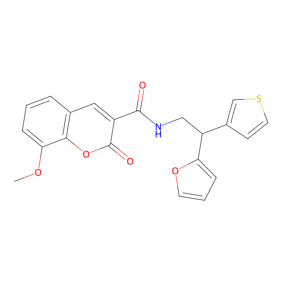 N-[2-(furan-2-yl)-2-(thiophen-3-yl)ethyl]-8-methoxy-2-oxo-2H-chromene-3-carboxamide molecular structure, CAS 2097921-11-2