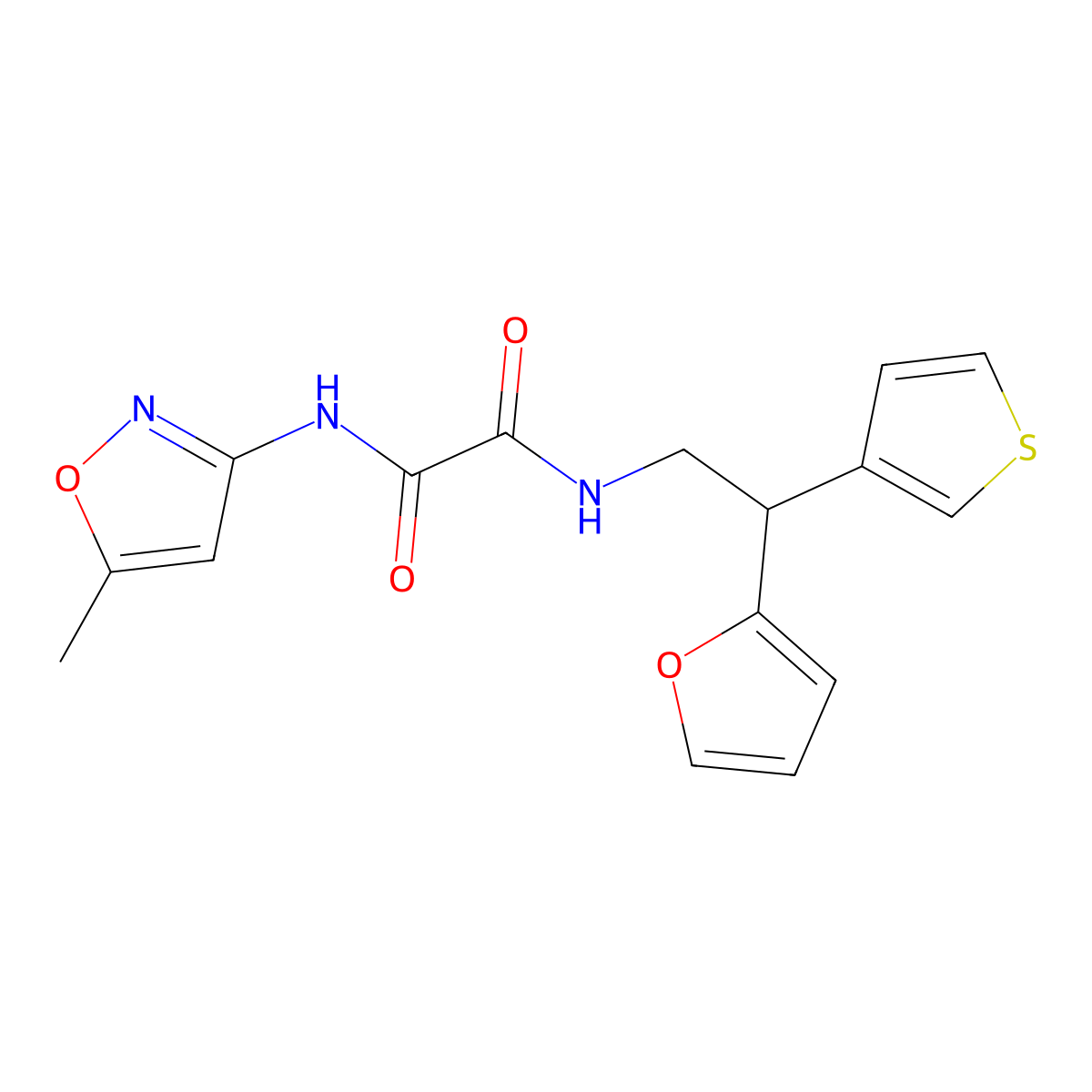 N'-[2-(furan-2-yl)-2-(thiophen-3-yl)ethyl]-N-(5-methyl-1,2-oxazol-3-yl)ethanediamide molecular structure, CAS 2097921-15-6