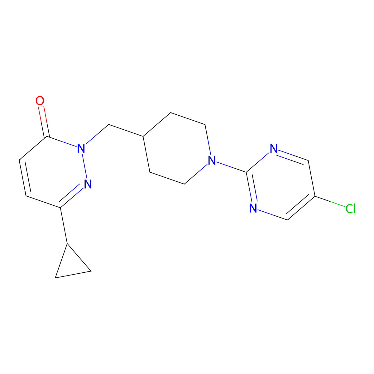 2-{[1-(5-Chloropyrimidin-2-yl)piperidin-4-yl]methyl}-6-cyclopropyl-2,3-dihydropyridazin-3-one molecular structure, CAS 2097921-19-0