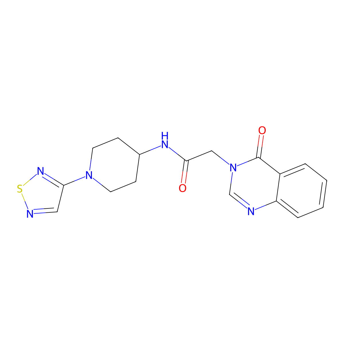 2-(4-oxo-3,4-dihydroquinazolin-3-yl)-N-[1-(1,2,5-thiadiazol-3-yl)piperidin-4-yl]acetamide molecular structure, CAS 2097921-21-4