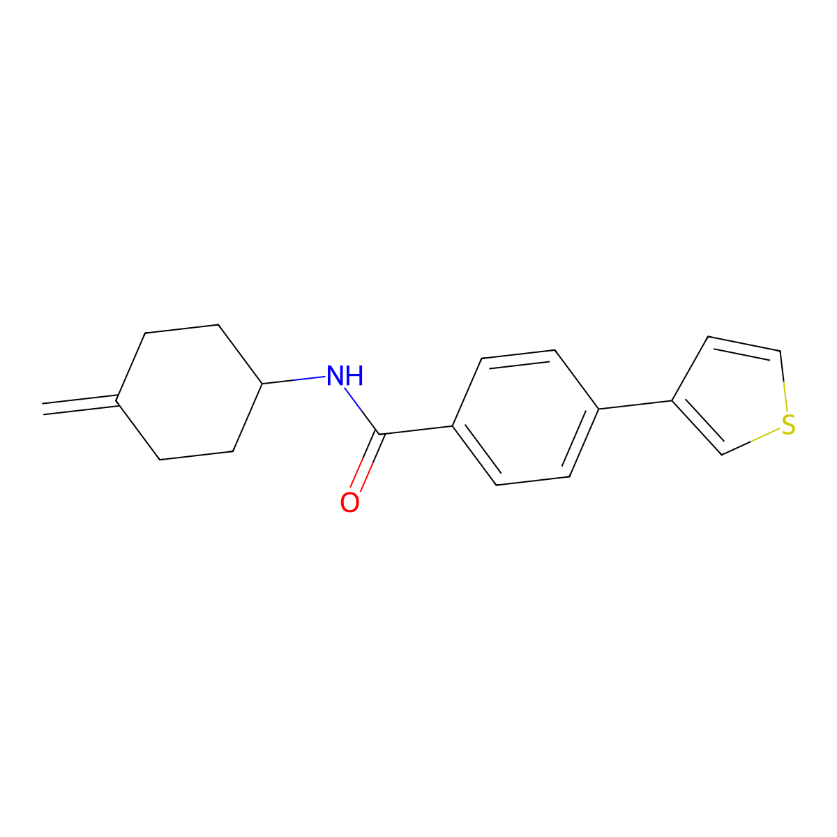 N-(4-methylidenecyclohexyl)-4-(thiophen-3-yl)benzamide molecular structure, CAS 2097921-24-7