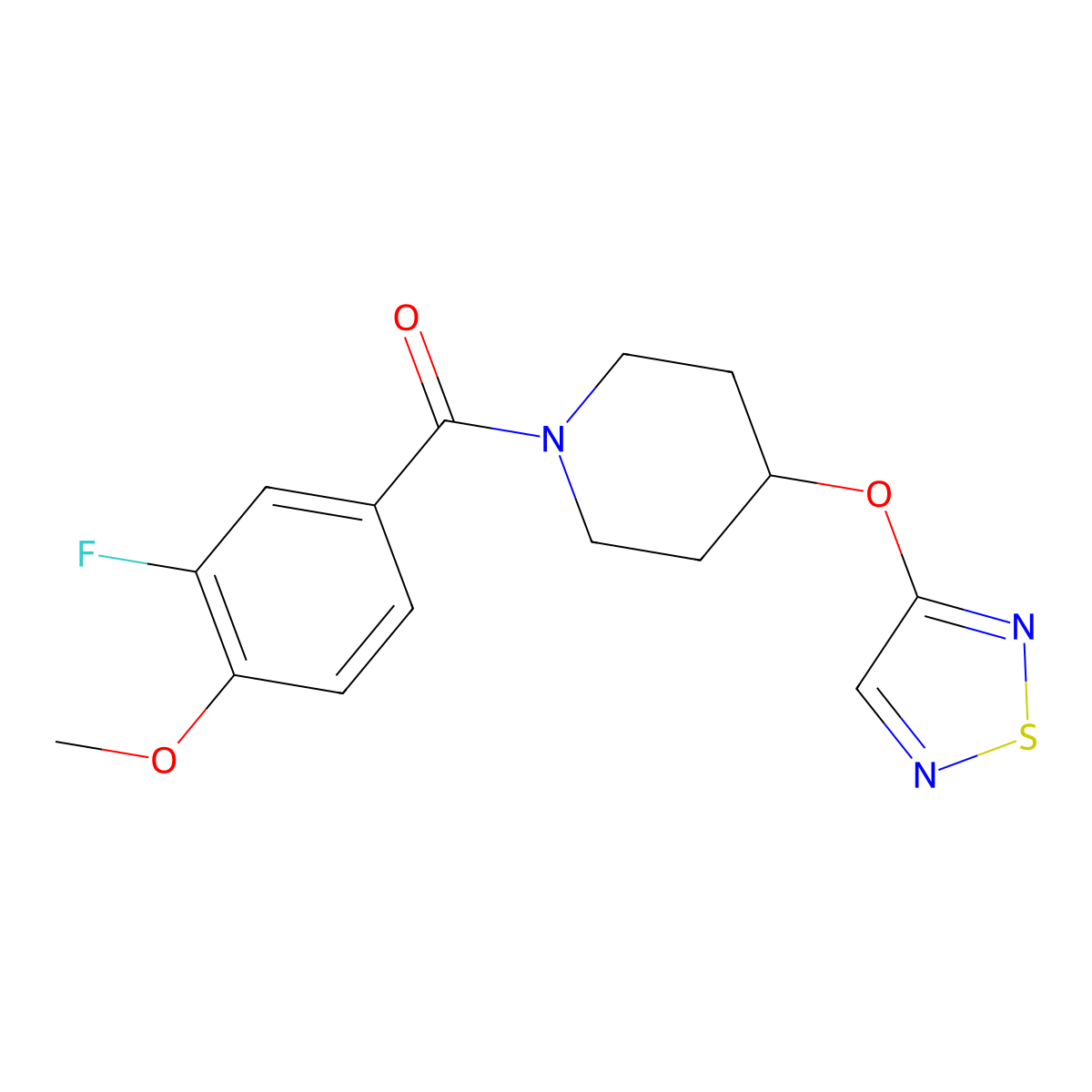 1-(3-Fluoro-4-methoxybenzoyl)-4-(1,2,5-thiadiazol-3-yloxy)piperidine molecular structure, CAS 2097921-31-6