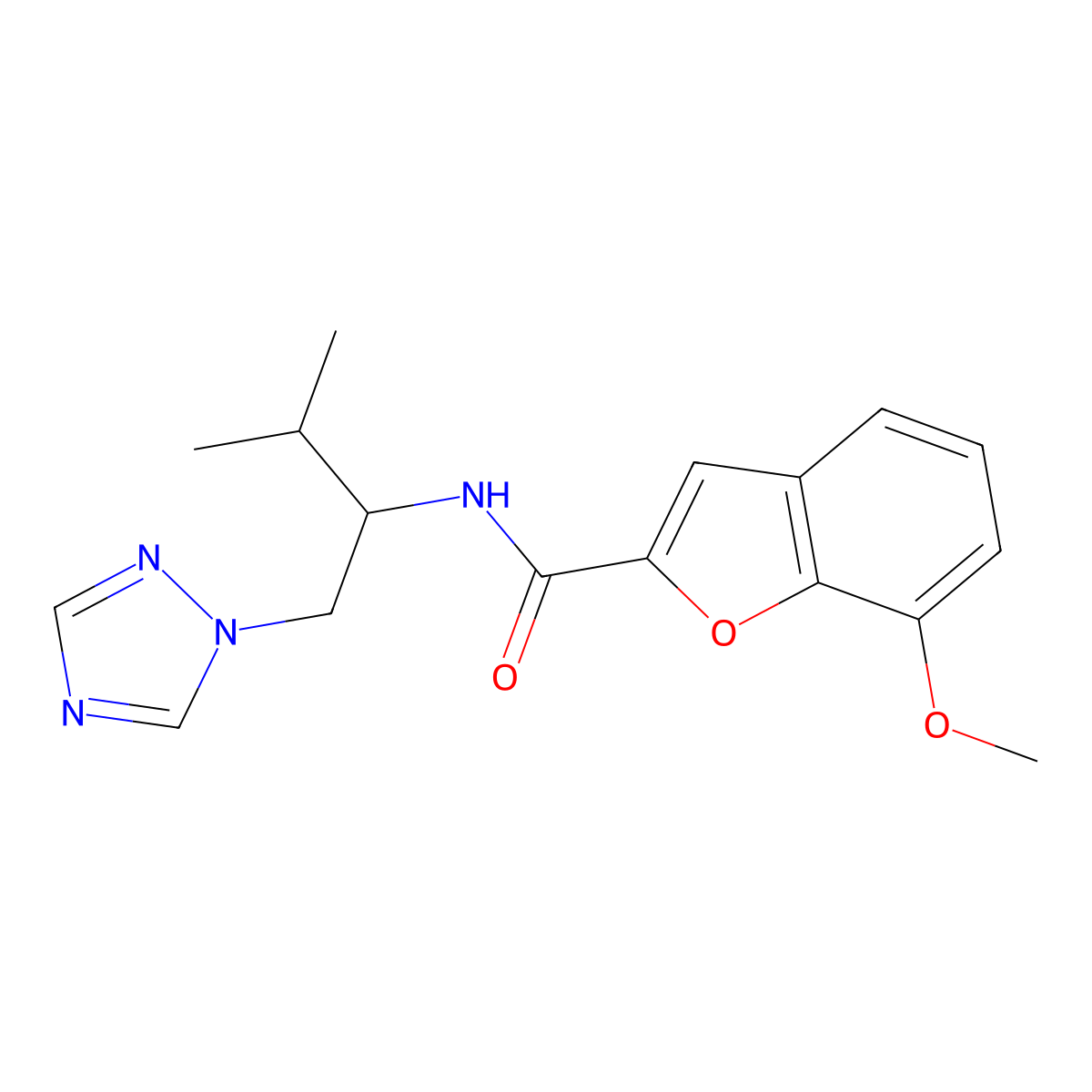 7-methoxy-N-[3-methyl-1-(1H-1,2,4-triazol-1-yl)butan-2-yl]-1-benzofuran-2-carboxamide molecular structure, CAS 2097921-34-9