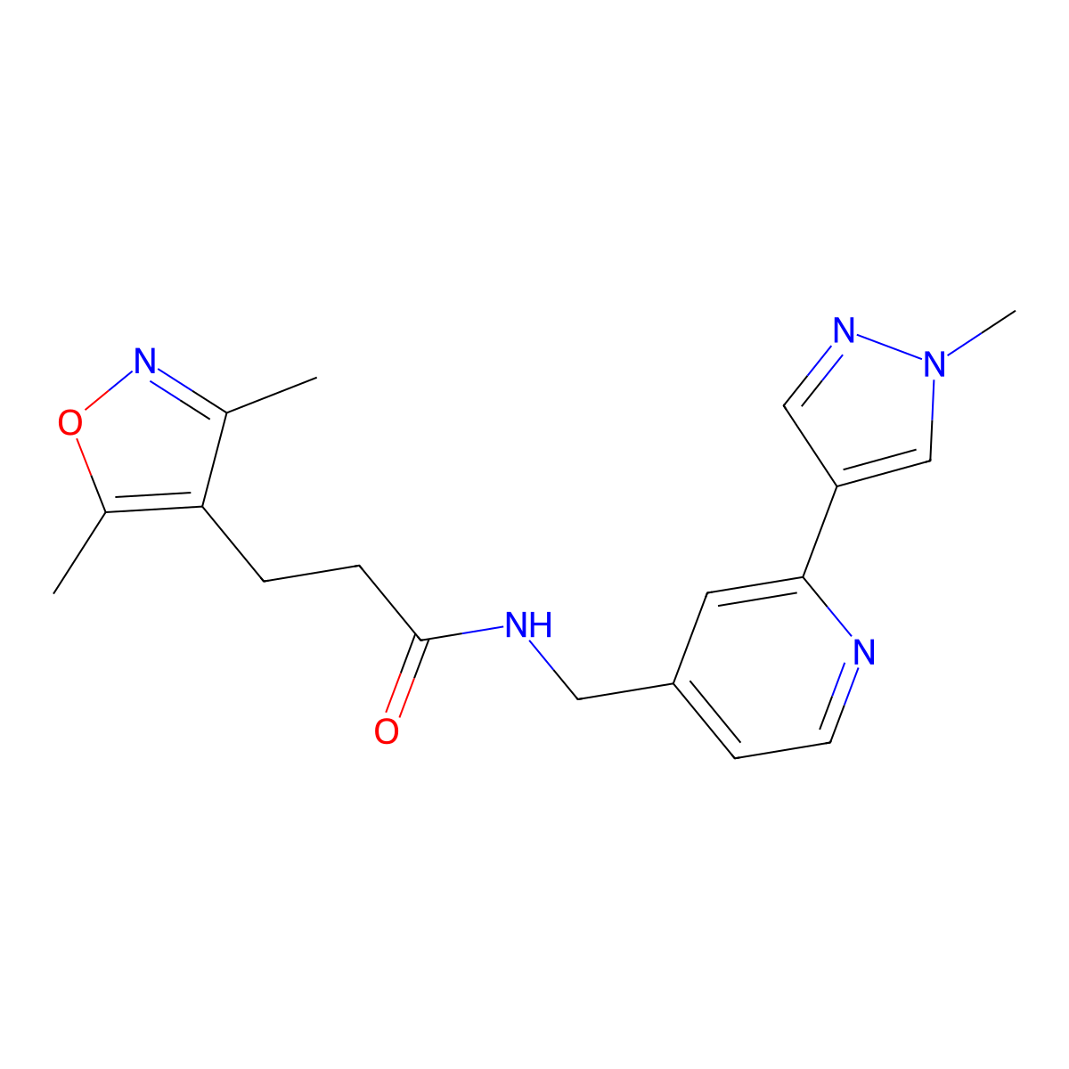 3-(3,5-dimethyl-1,2-oxazol-4-yl)-N-{[2-(1-methyl-1H-pyrazol-4-yl)pyridin-4-yl]methyl}propanamide molecular structure, CAS 2097921-37-2