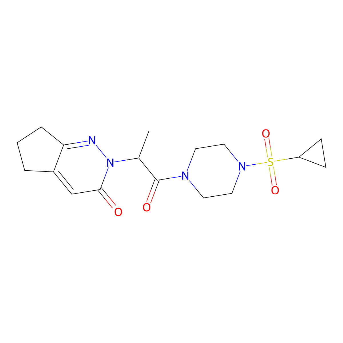 2-(1-(4-(cyclopropylsulfonyl)piperazin-1-yl)-1-oxopropan-2-yl)-6,7-dihydro-2H-cyclopenta[c]pyridazin-3(5H)-one molecular structure, CAS 2097921-40-7