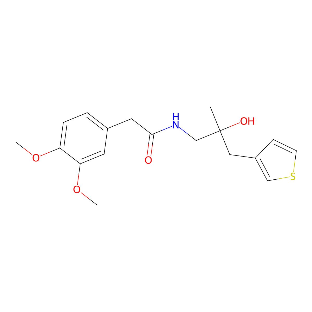 2-(3,4-dimethoxyphenyl)-N-{2-hydroxy-2-[(thiophen-3-yl)methyl]propyl}acetamide molecular structure, CAS 2097921-41-8