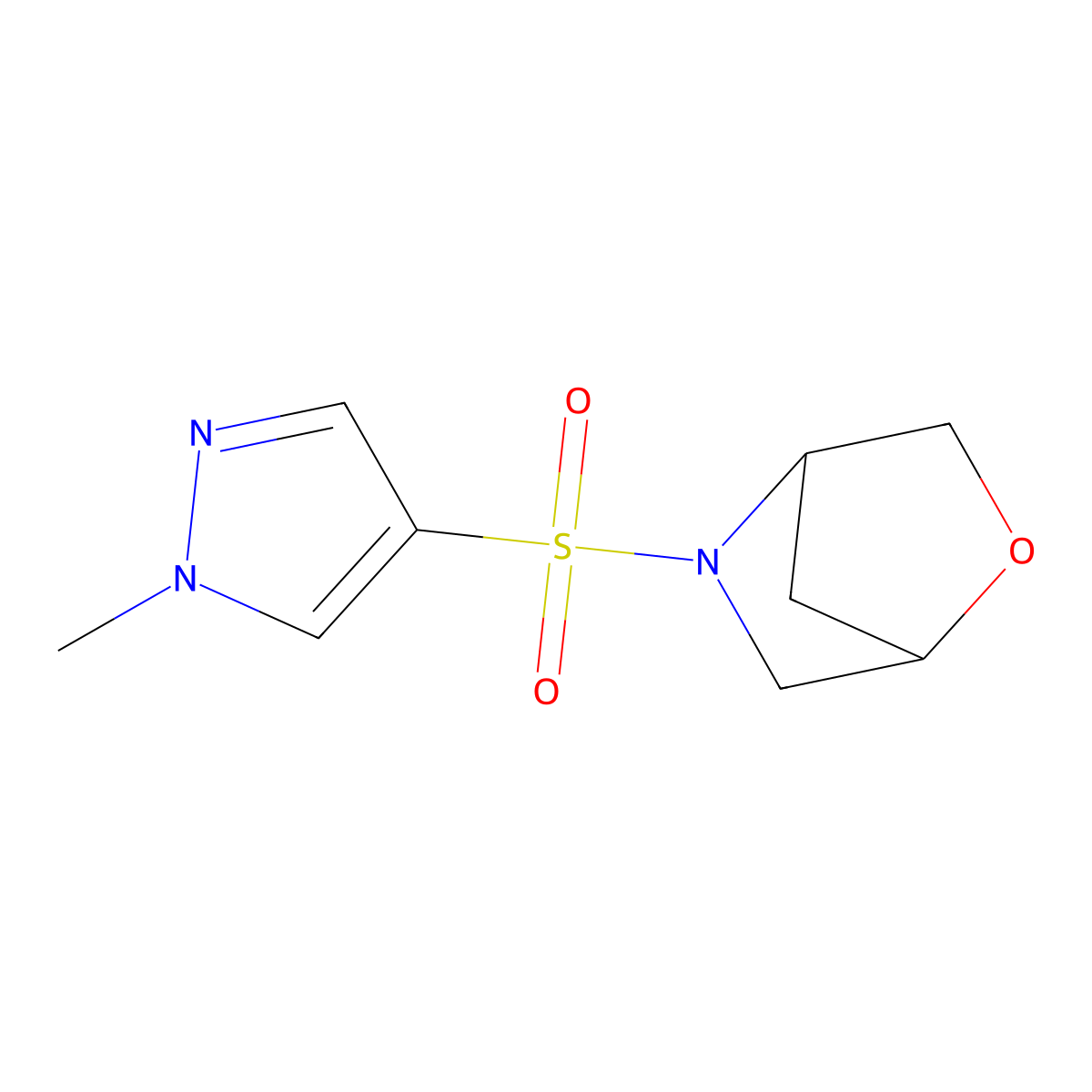 5-[(1-methyl-1H-pyrazol-4-yl)sulfonyl]-2-oxa-5-azabicyclo[2.2.1]heptane molecular structure, CAS 2097921-42-9