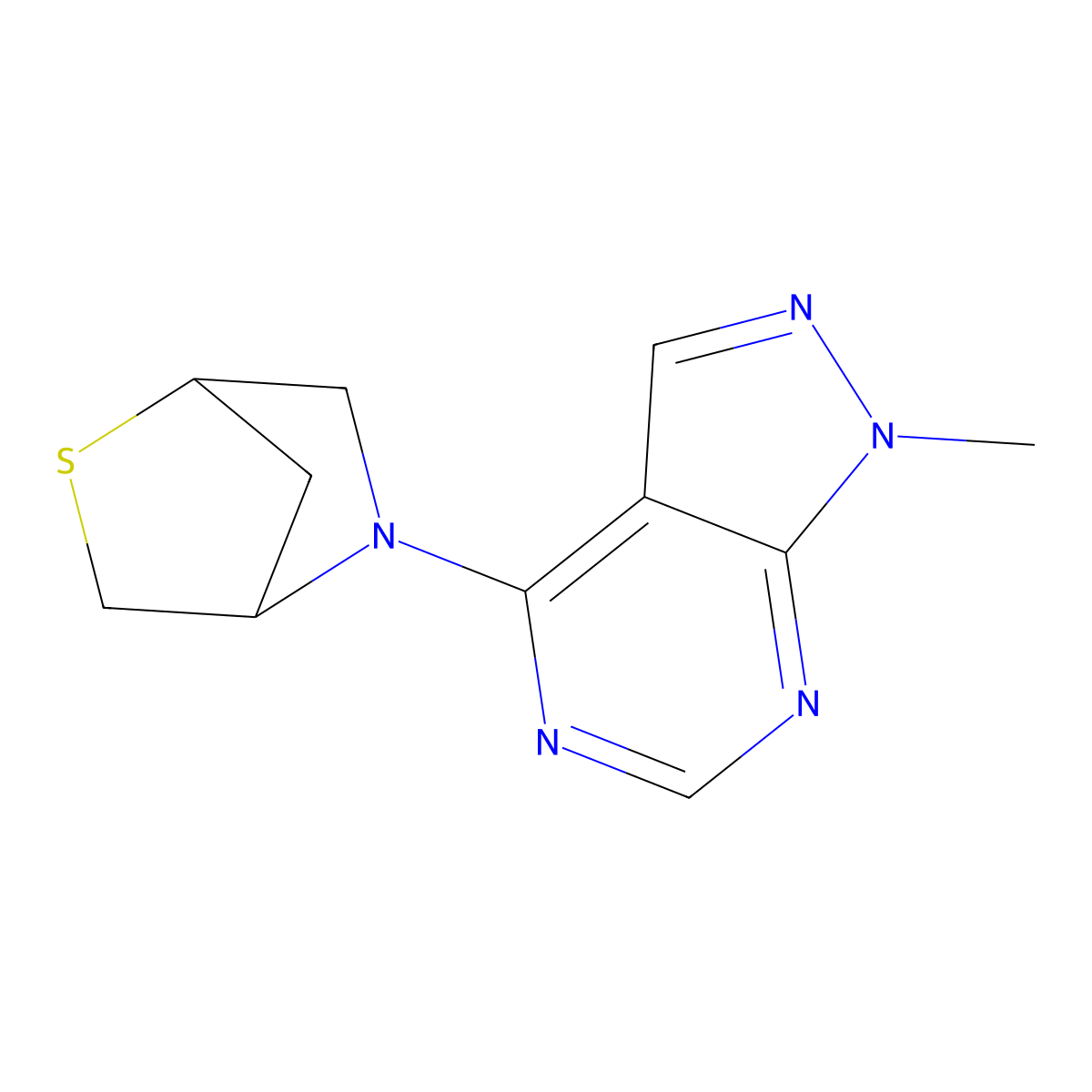 5-{1-methyl-1H-pyrazolo[3,4-d]pyrimidin-4-yl}-2-thia-5-azabicyclo[2.2.1]heptane molecular structure, CAS 2097921-45-2