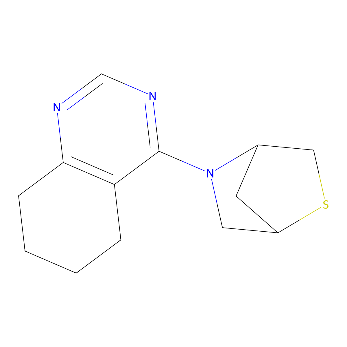 4-{2-Thia-5-azabicyclo[2.2.1]heptan-5-yl}-5,6,7,8-tetrahydroquinazoline molecular structure, CAS 2097921-49-6