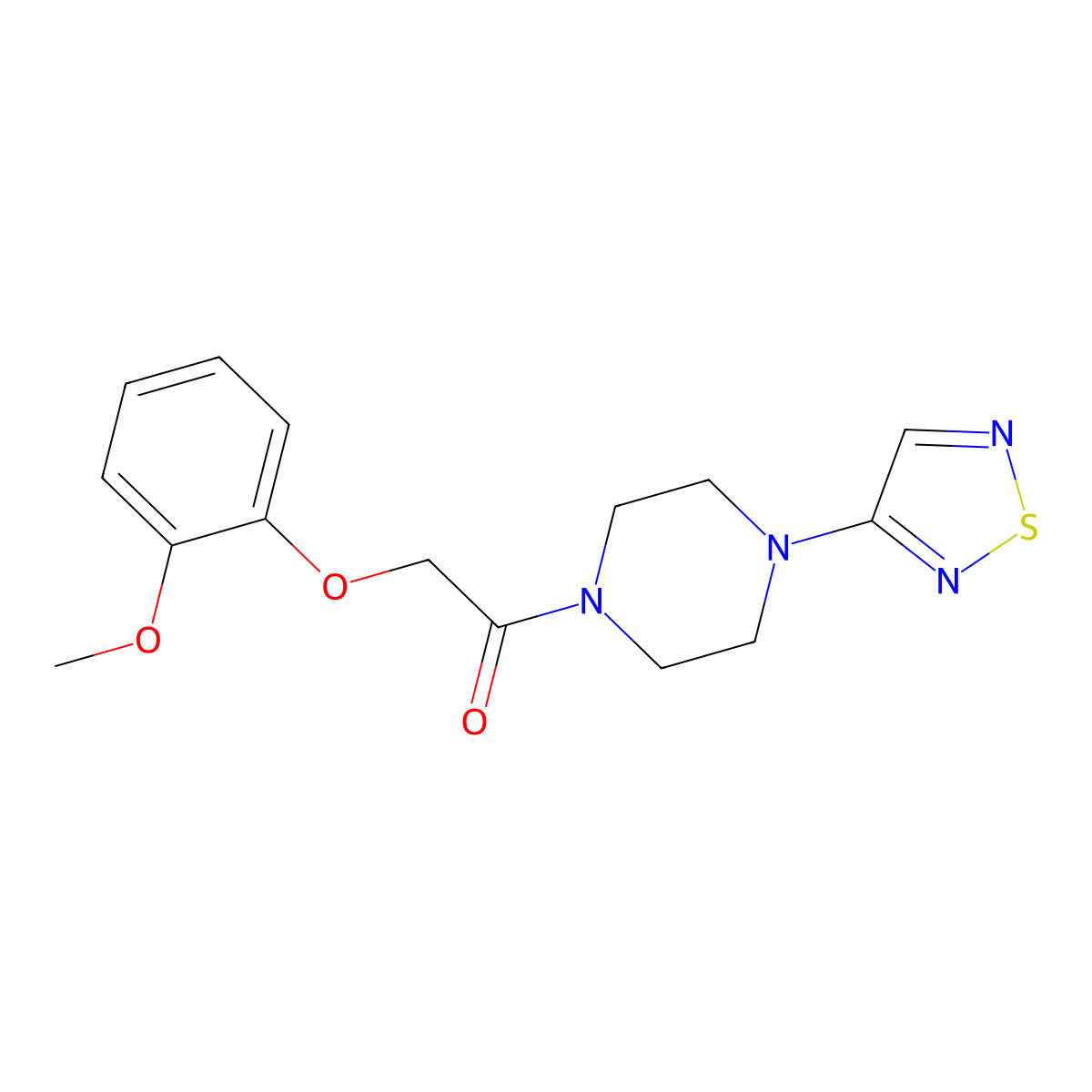 2-(2-Methoxyphenoxy)-1-[4-(1,2,5-thiadiazol-3-yl)piperazin-1-yl]ethan-1-one molecular structure, CAS 2097921-55-4
