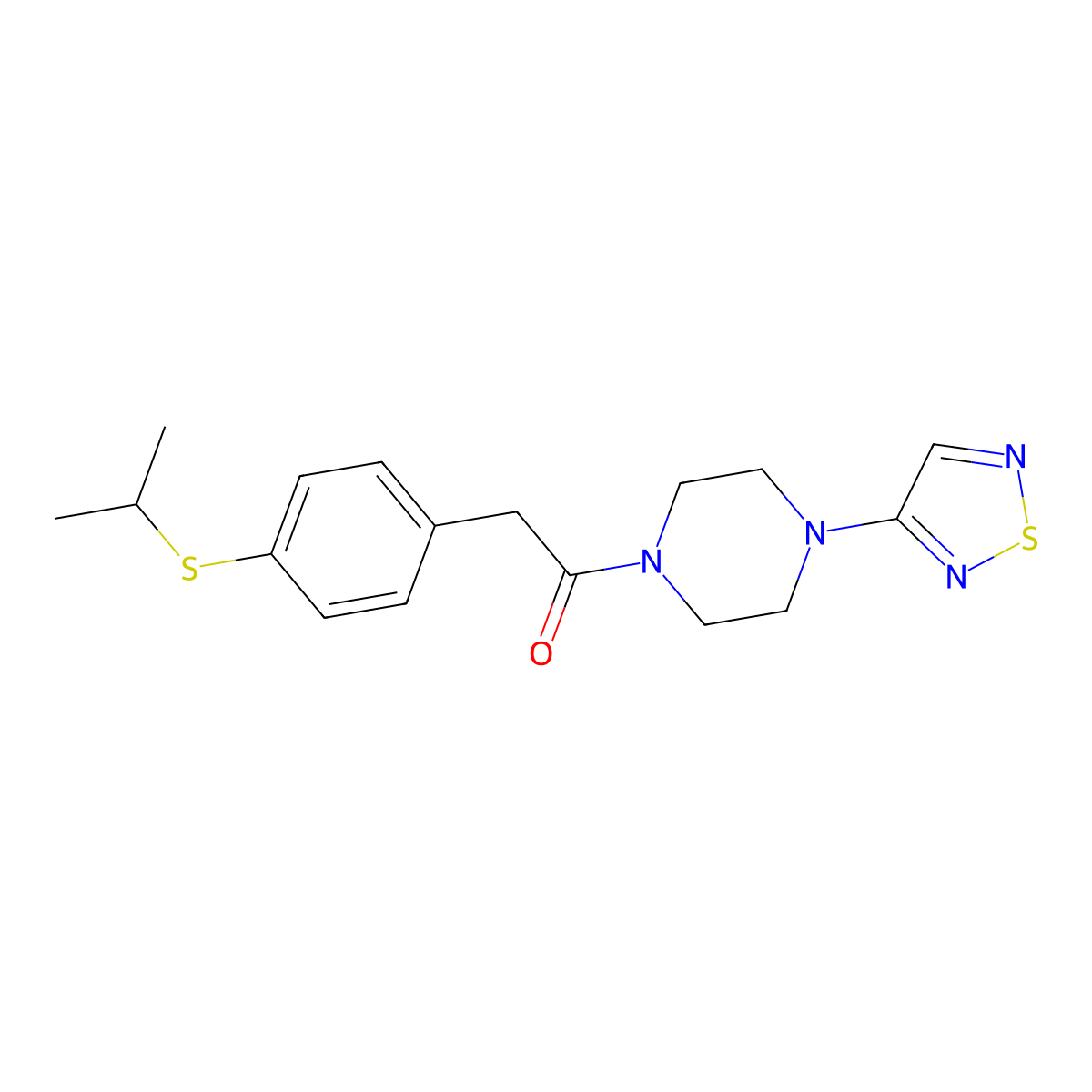 2-[4-(Propan-2-ylsulfanyl)phenyl]-1-[4-(1,2,5-thiadiazol-3-yl)piperazin-1-yl]ethan-1-one molecular structure, CAS 2097921-59-8