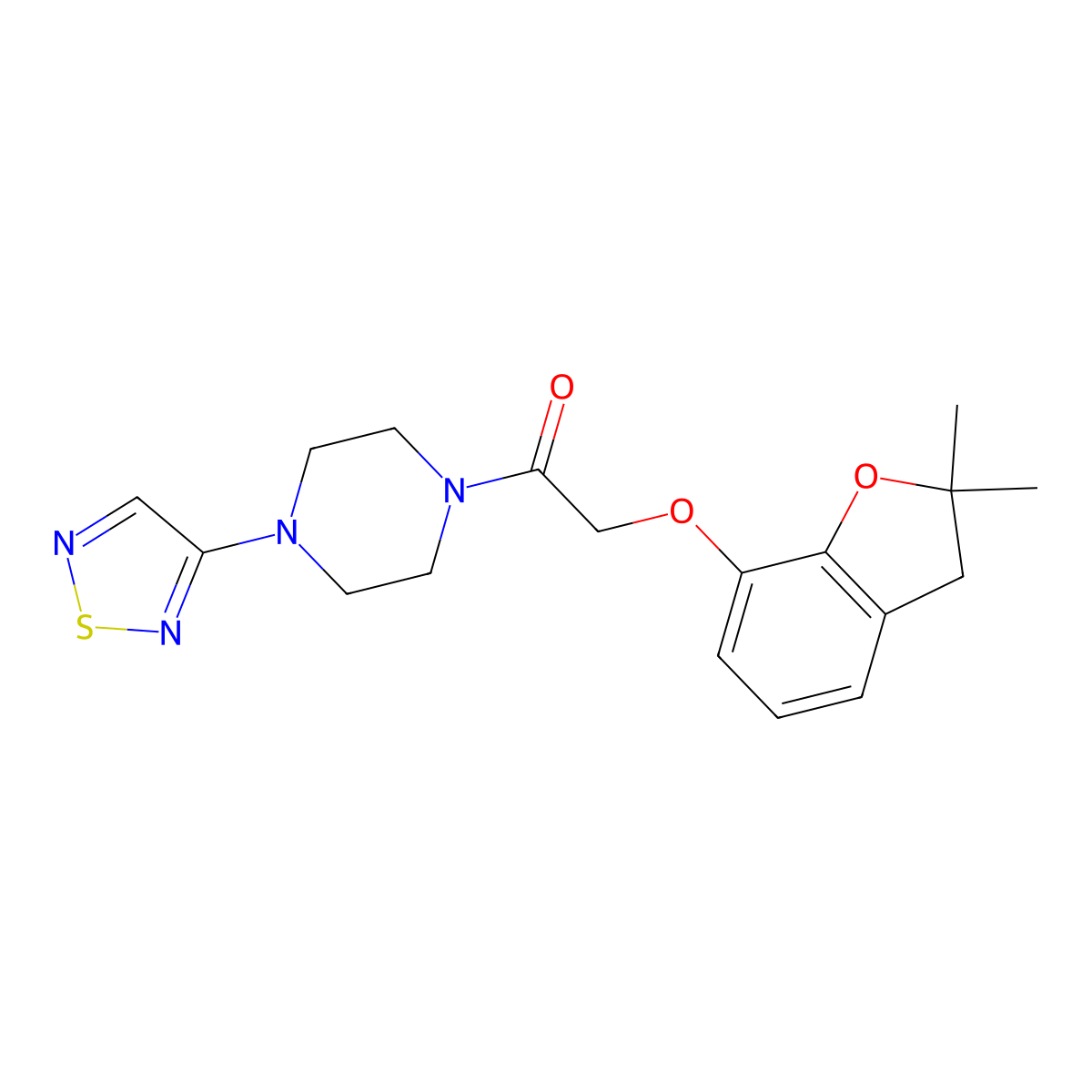 2-[(2,2-Dimethyl-2,3-dihydro-1-benzofuran-7-yl)oxy]-1-[4-(1,2,5-thiadiazol-3-yl)piperazin-1-yl]ethan-1-one molecular structure, CAS 2097921-63-4