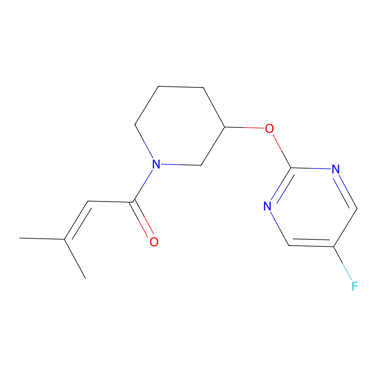 1-(3-((5-Fluoropyrimidin-2-yl)oxy)piperidin-1-yl)-3-methylbut-2-en-1-one molecular structure, CAS 2097921-64-5
