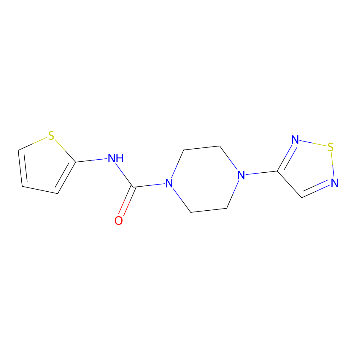 4-(1,2,5-thiadiazol-3-yl)-N-(thiophen-2-yl)piperazine-1-carboxamide molecular structure, CAS 2097921-68-9