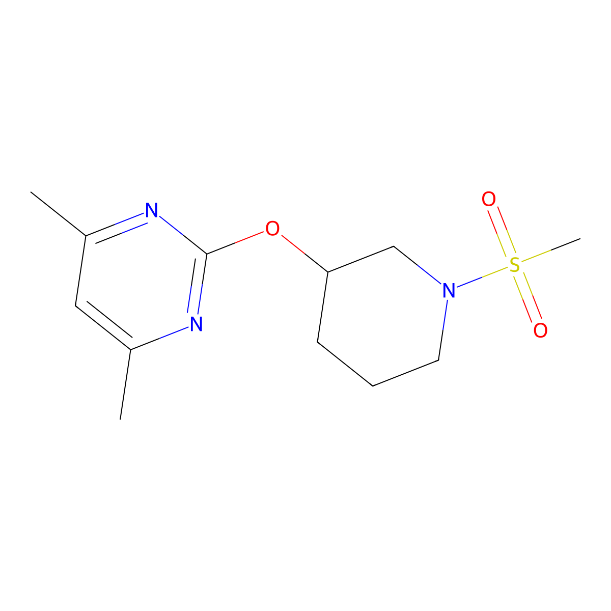 4,6-Dimethyl-2-((1-(methylsulfonyl)piperidin-3-yl)oxy)pyrimidine molecular structure, CAS 2097921-70-3