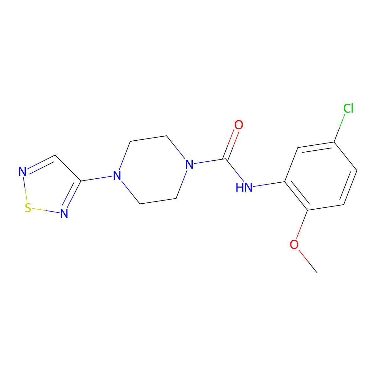 N-(5-chloro-2-methoxyphenyl)-4-(1,2,5-thiadiazol-3-yl)piperazine-1-carboxamide molecular structure, CAS 2097921-76-9