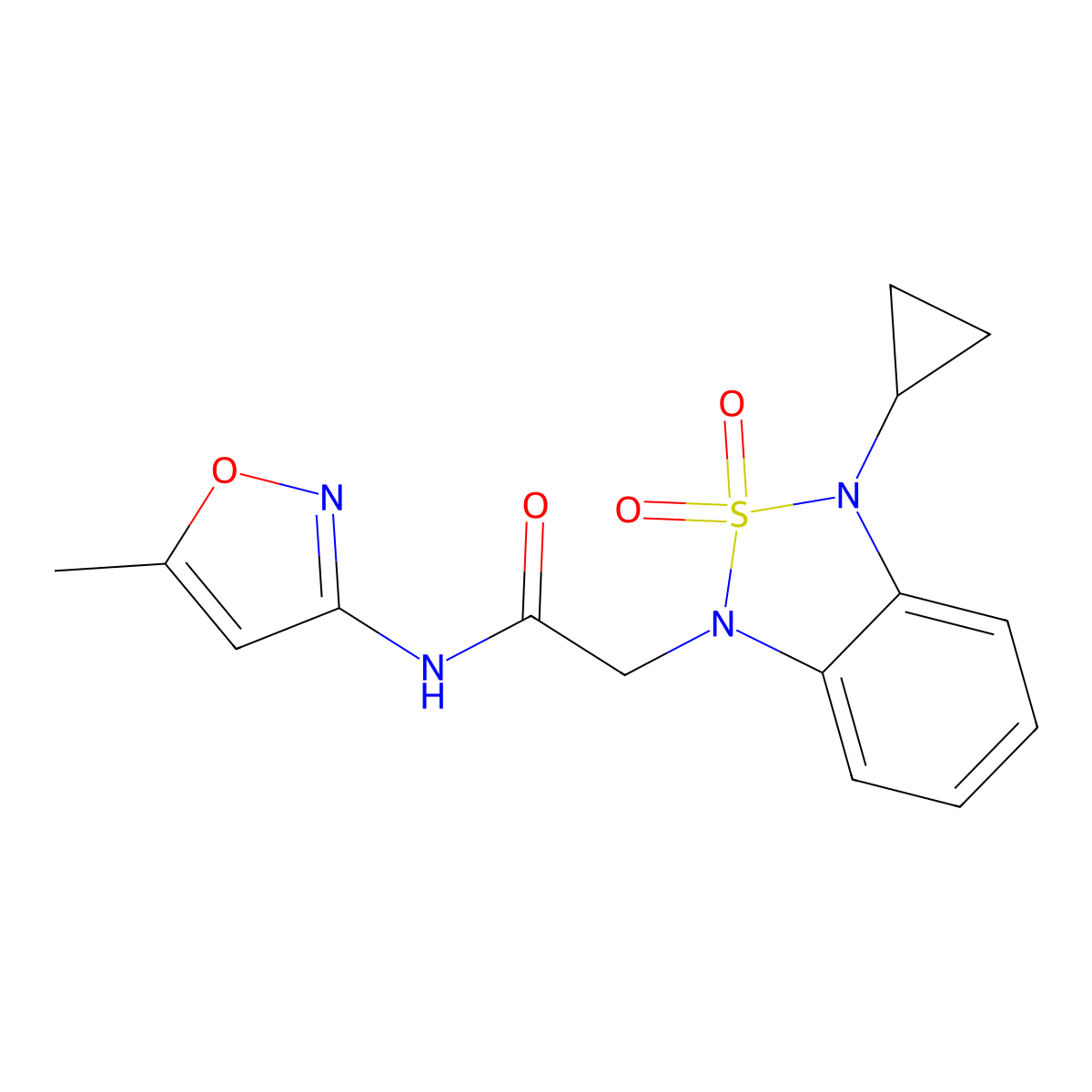 2-(3-cyclopropyl-2,2-dioxo-1,3-dihydro-2lambda6,1,3-benzothiadiazol-1-yl)-N-(5-methyl-1,2-oxazol-3-yl)acetamide molecular structure, CAS 2097921-80-5