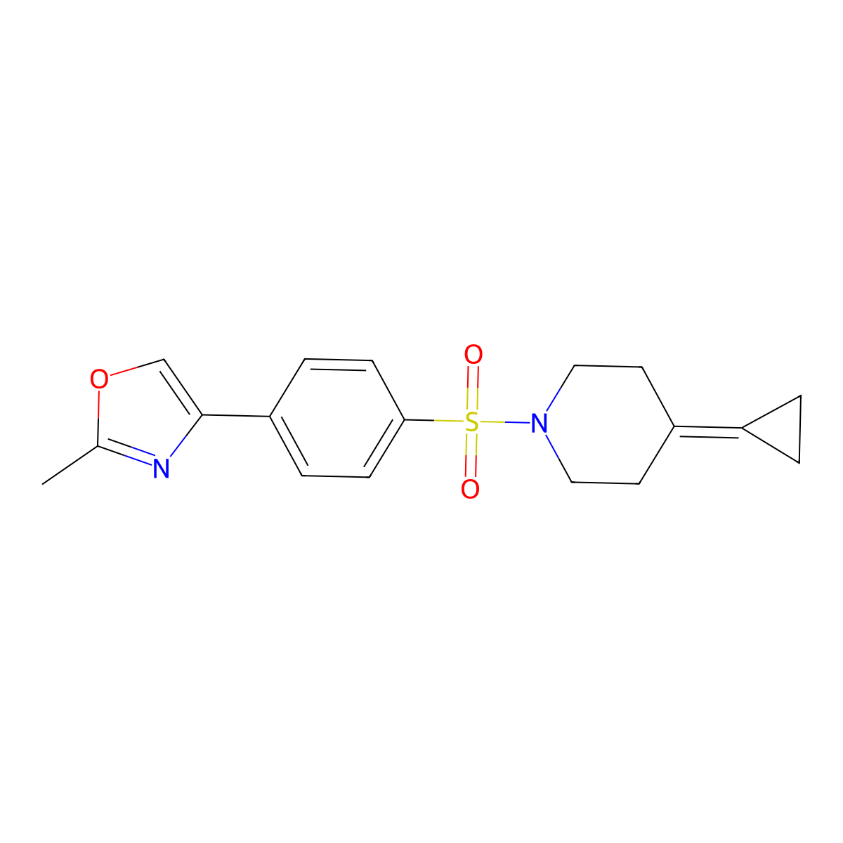 4-(4-((4-Cyclopropylidenepiperidin-1-yl)sulfonyl)phenyl)-2-methyloxazole molecular structure, CAS 2097921-84-9