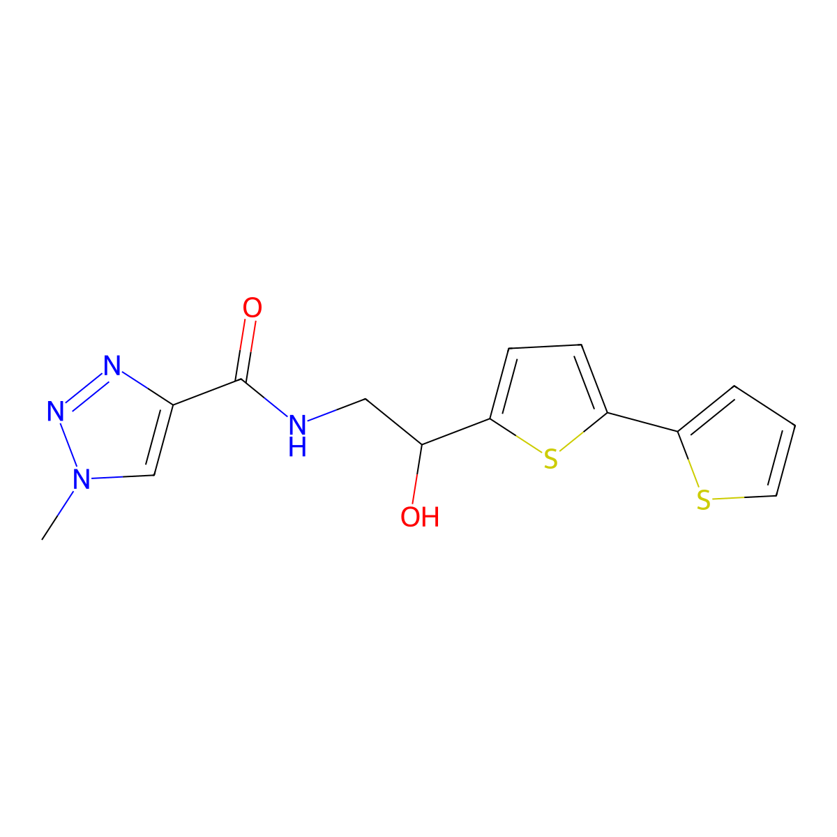 N-(2-{[2,2'-bithiophene]-5-yl}-2-hydroxyethyl)-1-methyl-1H-1,2,3-triazole-4-carboxamide molecular structure, CAS 2097921-90-7