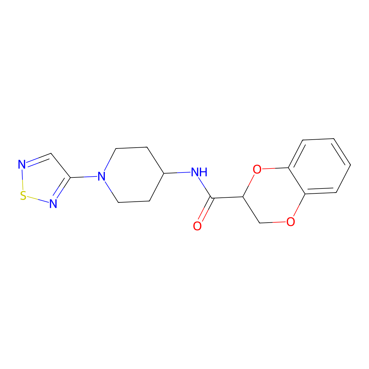 N-[1-(1,2,5-thiadiazol-3-yl)piperidin-4-yl]-2,3-dihydro-1,4-benzodioxine-2-carboxamide molecular structure, CAS 2097921-91-8