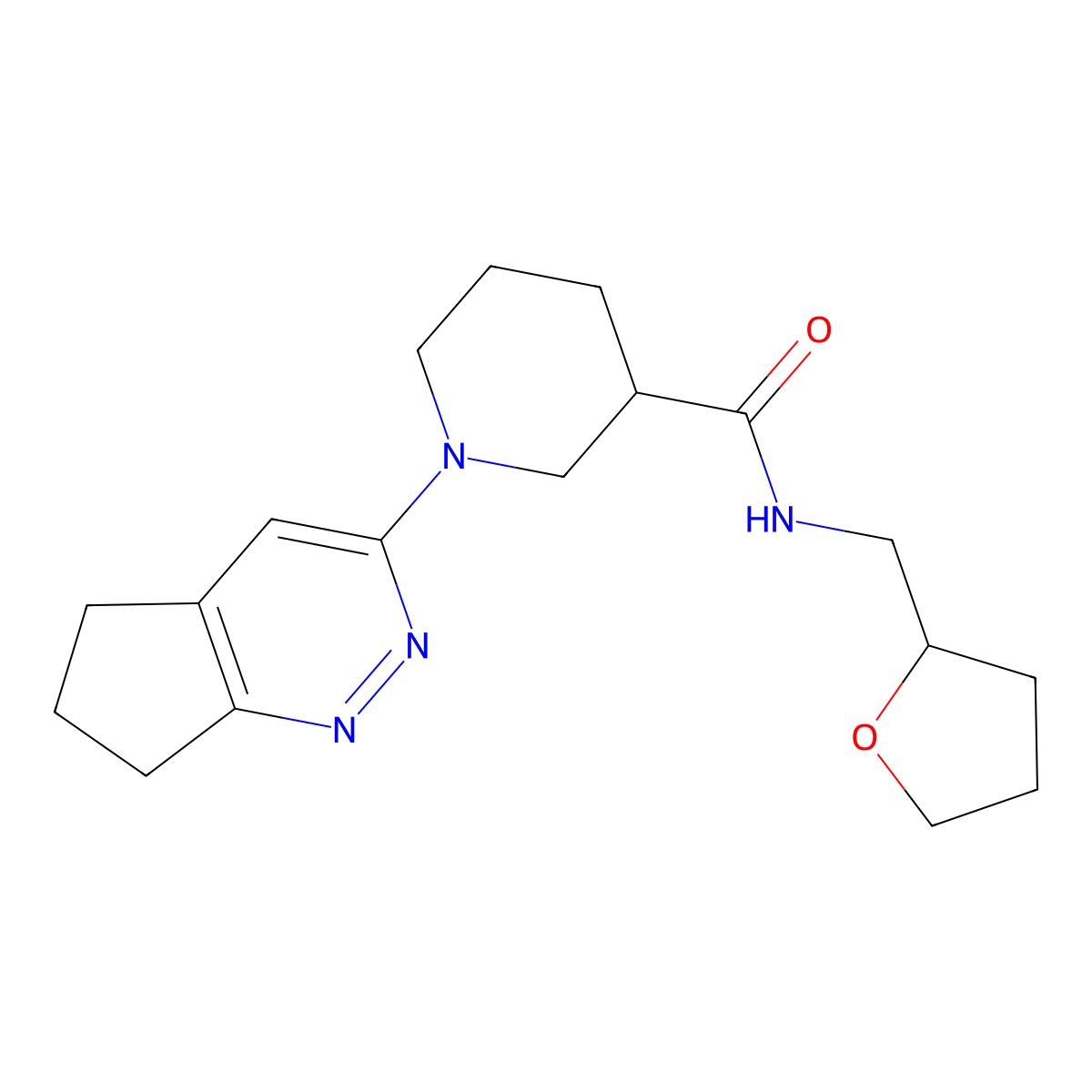 1-{5H,6H,7H-cyclopenta[c]pyridazin-3-yl}-N-[(oxolan-2-yl)methyl]piperidine-3-carboxamide molecular structure, CAS 2097921-93-0