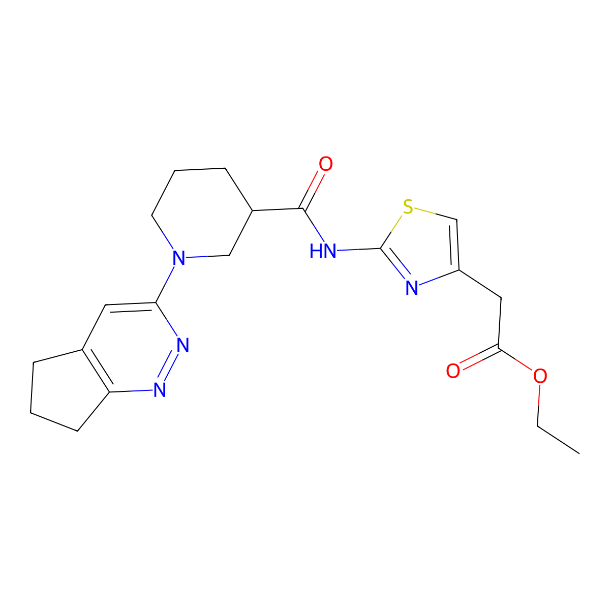 ethyl 2-[2-(1-{5H,6H,7H-cyclopenta[c]pyridazin-3-yl}piperidine-3-amido)-1,3-thiazol-4-yl]acetate molecular structure, CAS 2097921-98-5