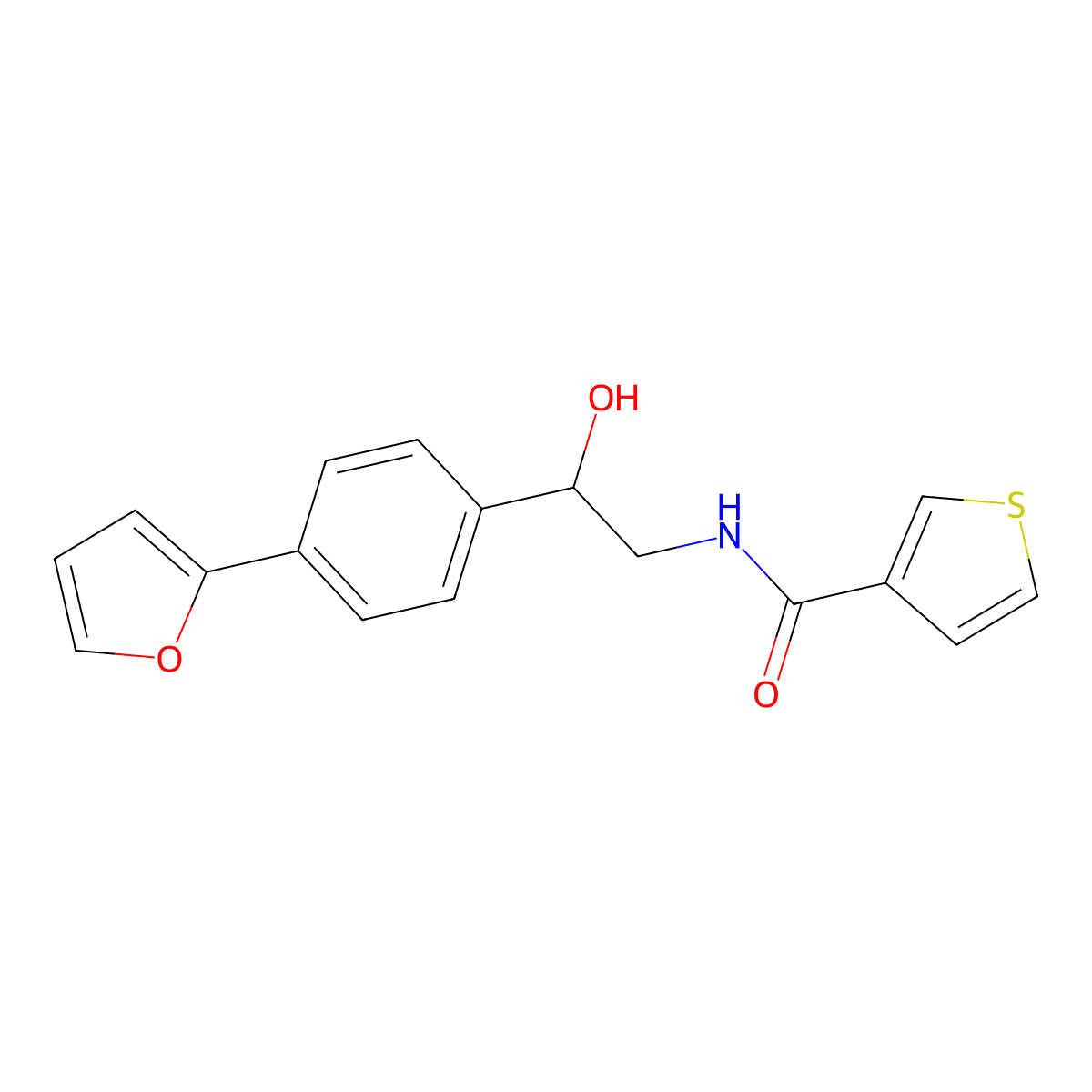N-{2-[4-(furan-2-yl)phenyl]-2-hydroxyethyl}thiophene-3-carboxamide molecular structure, CAS 2097922-02-4
