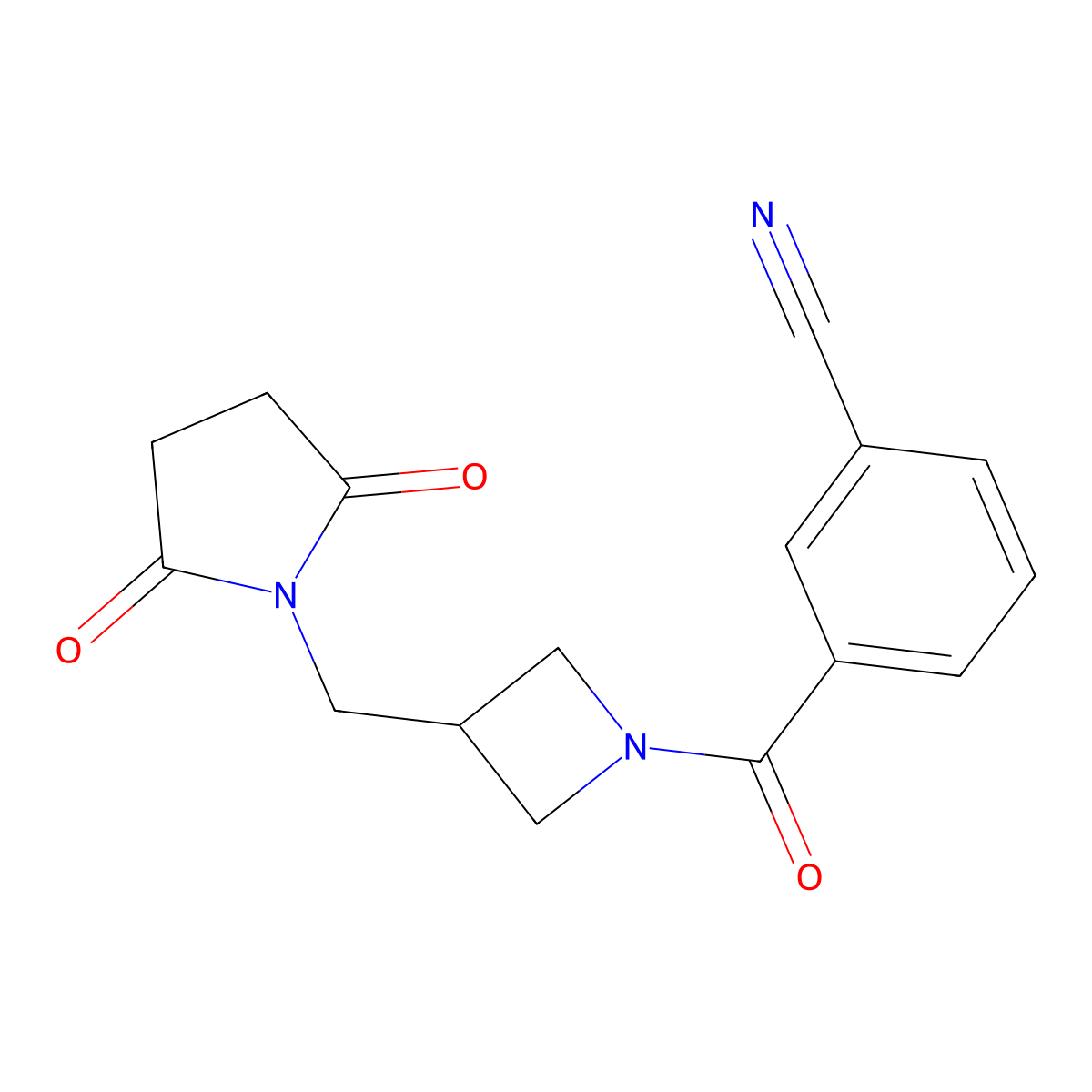3-{3-[(2,5-Dioxopyrrolidin-1-yl)methyl]azetidine-1-carbonyl}benzonitrile molecular structure, CAS 2097922-04-6