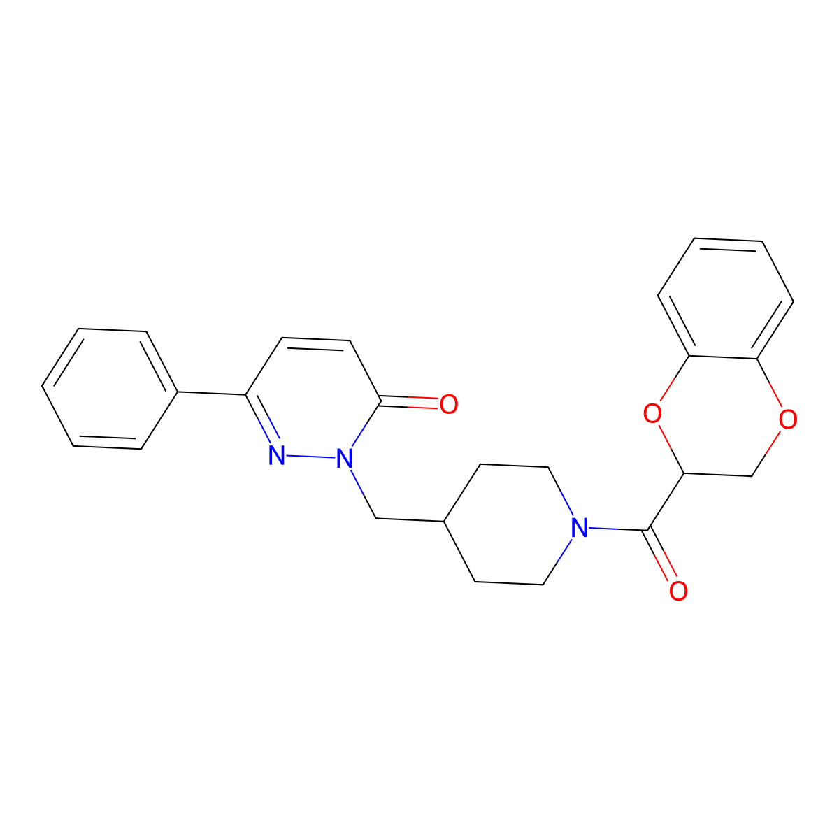 2-{[1-(2,3-Dihydro-1,4-benzodioxine-2-carbonyl)piperidin-4-yl]methyl}-6-phenyl-2,3-dihydropyridazin-3-one molecular structure, CAS 2097922-07-9