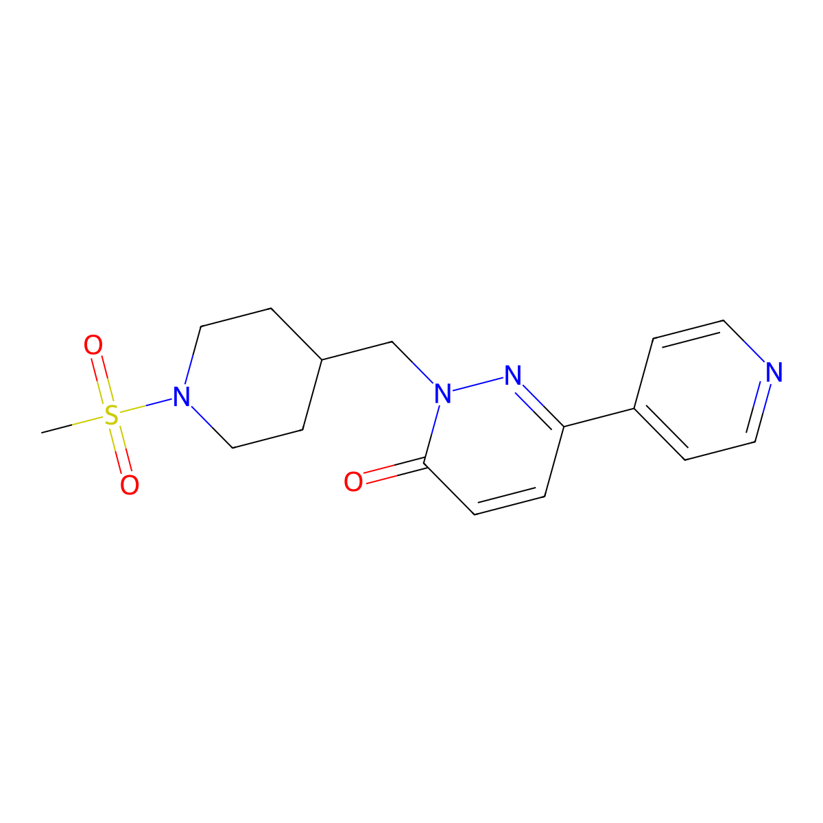2-[(1-Methanesulfonylpiperidin-4-yl)methyl]-6-(pyridin-4-yl)-2,3-dihydropyridazin-3-one molecular structure, CAS 2097922-08-0