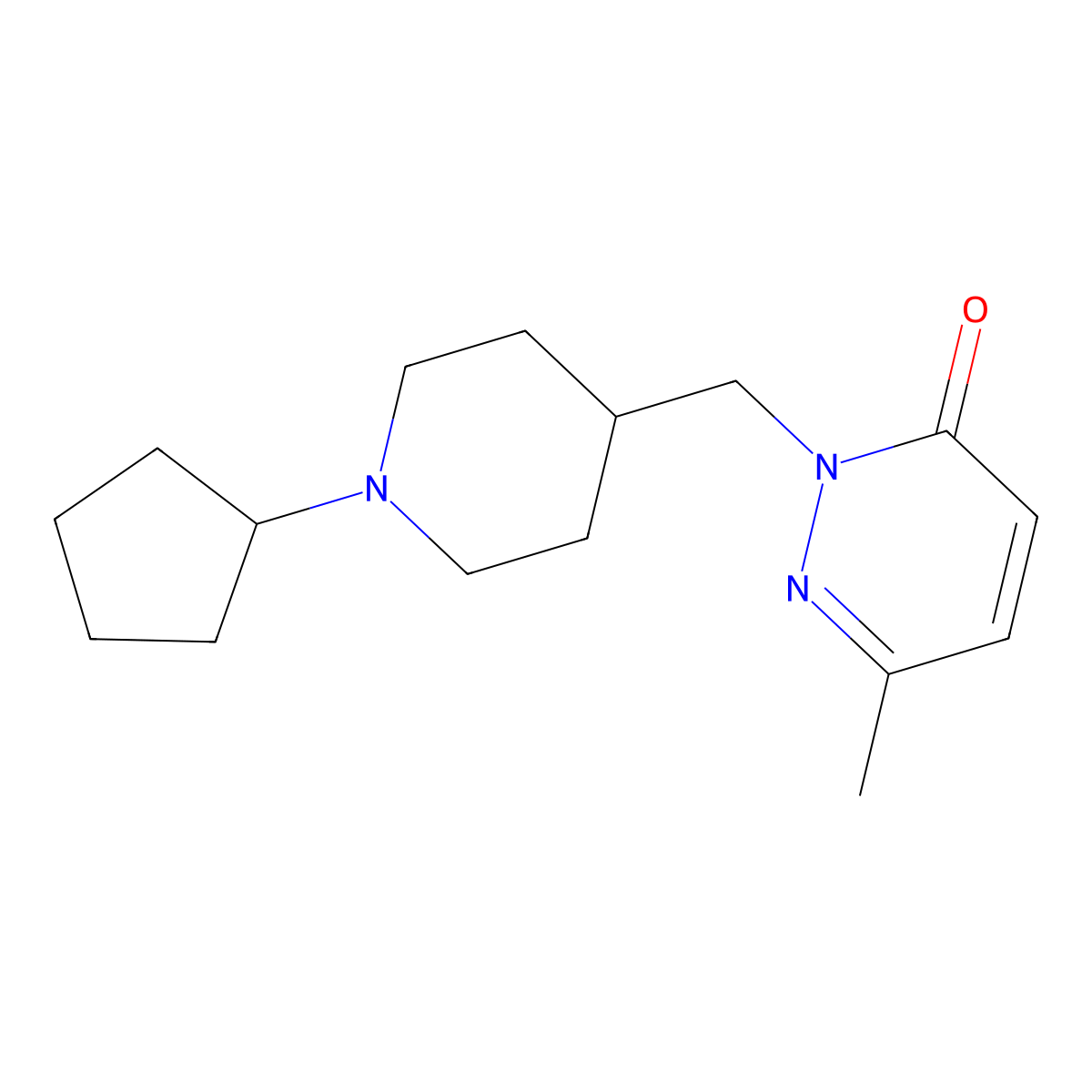 2-[(1-Cyclopentylpiperidin-4-yl)methyl]-6-methyl-2,3-dihydropyridazin-3-one molecular structure, CAS 2097922-11-5