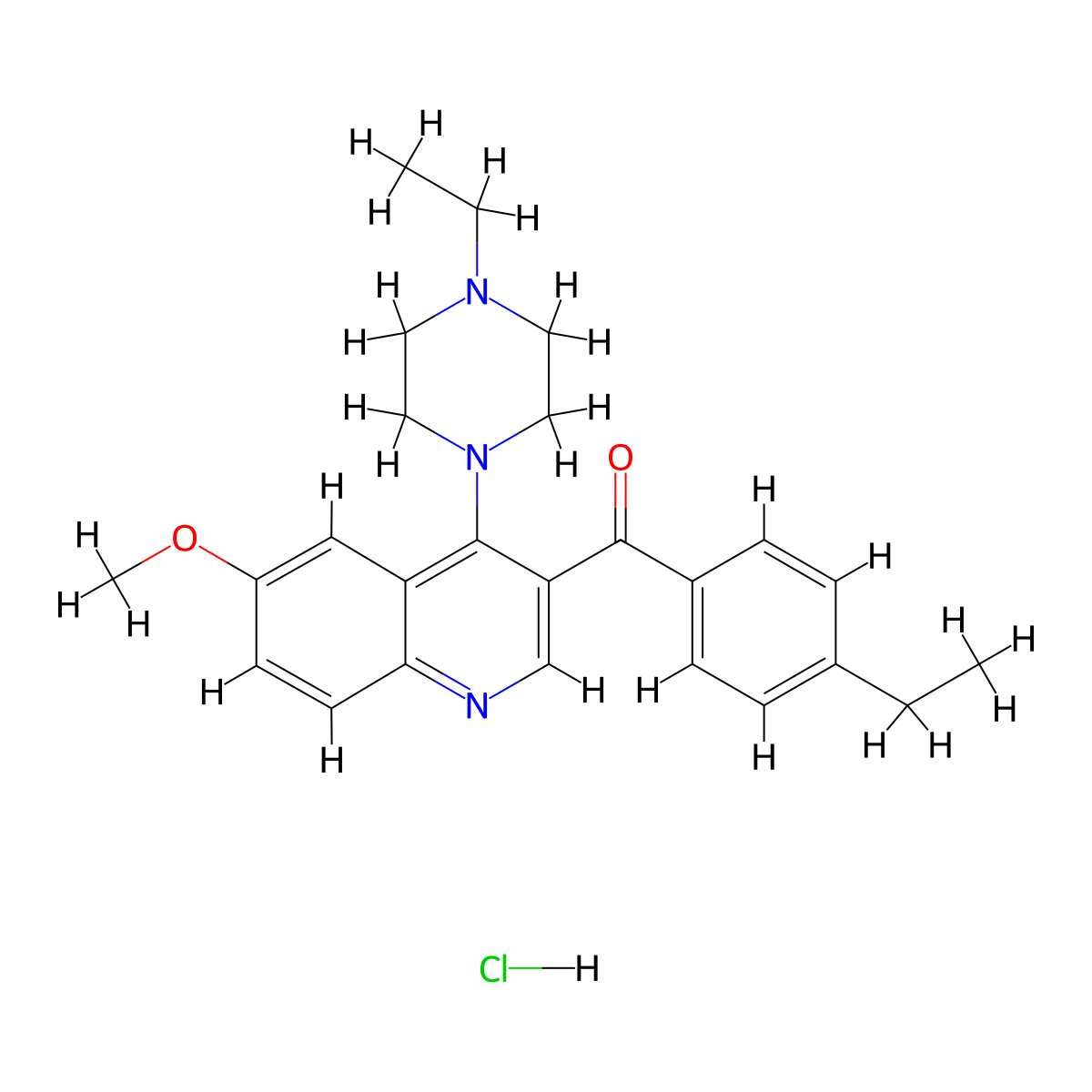 3-(4-Ethylbenzoyl)-4-(4-ethylpiperazin-1-yl)-6-methoxyquinoline hydrochloride molecular structure, CAS 2097922-24-0