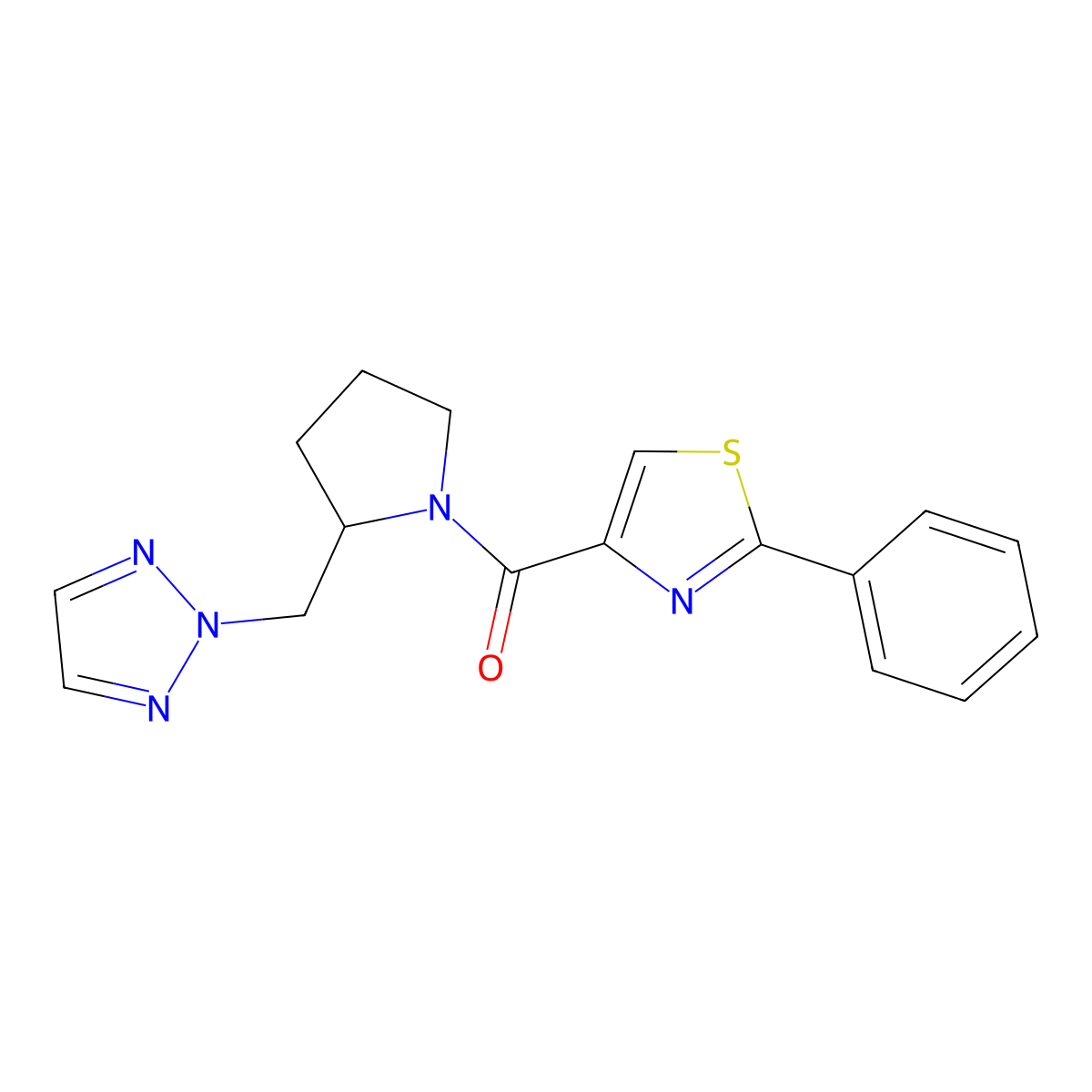 2-{[1-(2-phenyl-1,3-thiazole-4-carbonyl)pyrrolidin-2-yl]methyl}-2H-1,2,3-triazole molecular structure, CAS 2097922-26-2