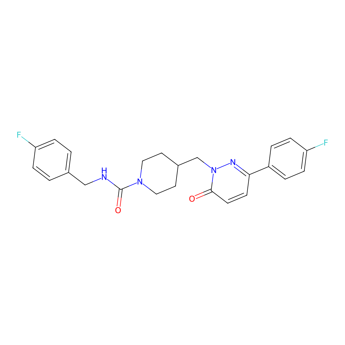 4-{[3-(4-fluorophenyl)-6-oxo-1,6-dihydropyridazin-1-yl]methyl}-N-[(4-fluorophenyl)methyl]piperidine-1-carboxamide molecular structure, CAS 2097922-30-8
