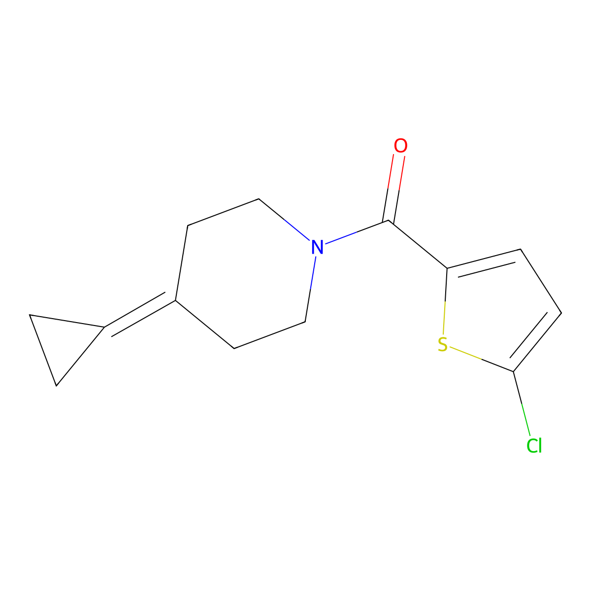 (5-Chlorothiophen-2-yl)(4-cyclopropylidenepiperidin-1-yl)methanone molecular structure, CAS 2097922-33-1