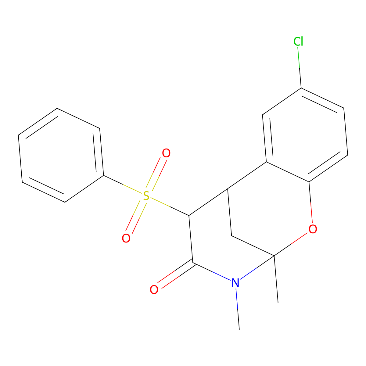 12-(Benzenesulfonyl)-4-chloro-9,10-dimethyl-8-oxa-10-azatricyclo[7.3.1.0^{2,7}]trideca-2,4,6-trien-11-one molecular structure, CAS 2097922-35-3
